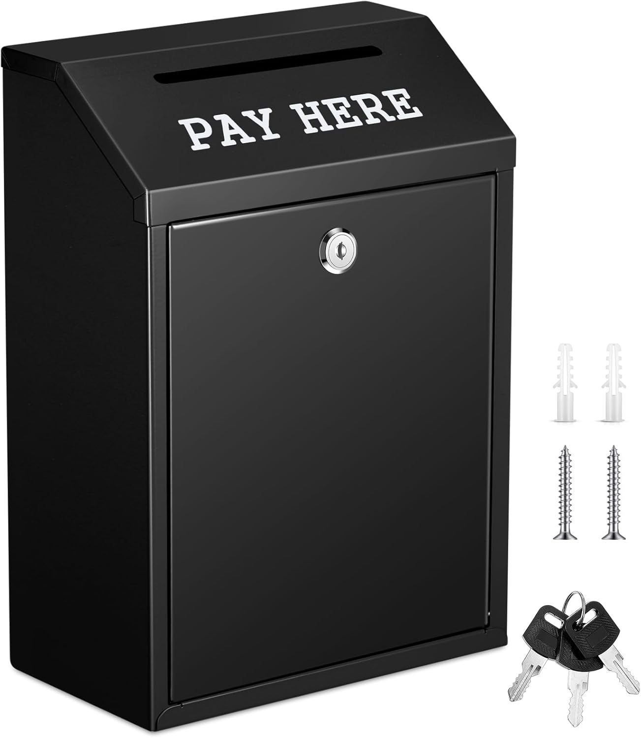 Safe Cash Box Money Collection Metal Donation Box with Lock Wall Mount Pre Drilled Mailbox Delivery Ballot for Home Office Outdoor Self Serve Stand(Black,10.2 x 5.7 x 2.8 Inch) 31 - northernschoolofshiatsu.co.uk