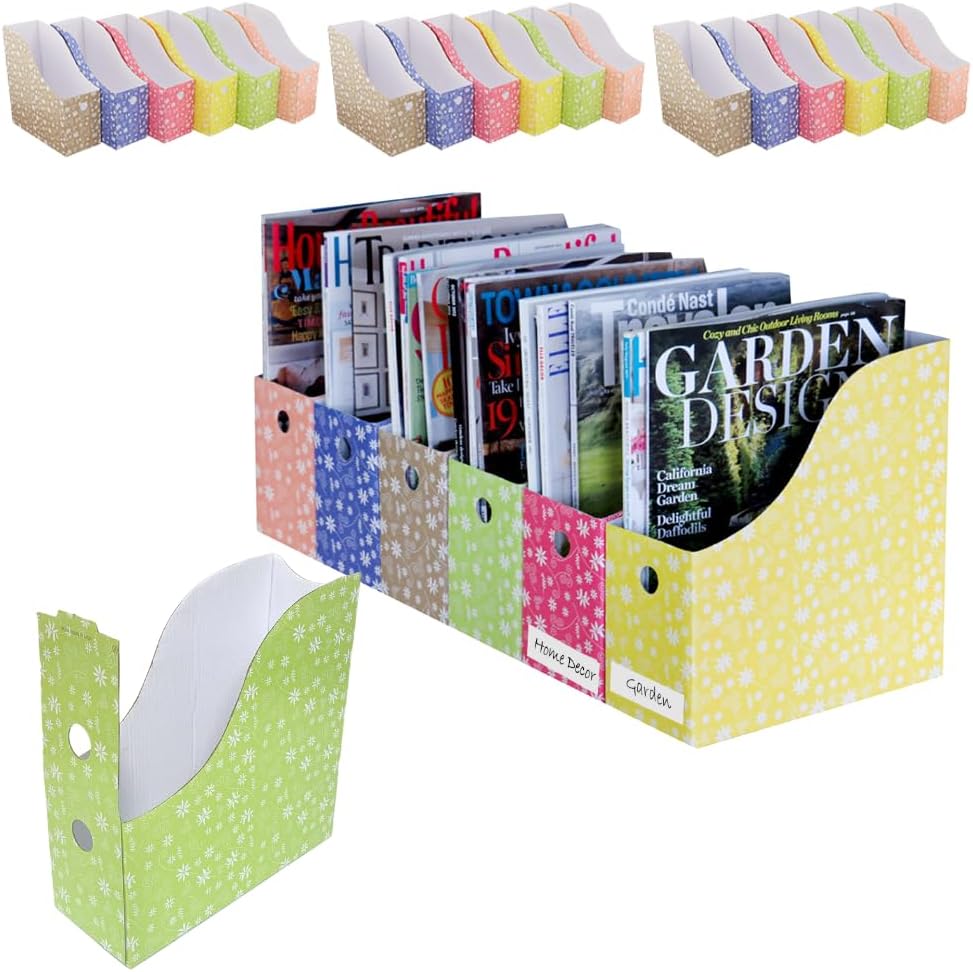 Evelots Magazine File Holder - Set of 6 Mandala - Office Desk Organizer - Sturdy Cardboard - New Upgraded Double Front Panel for More Stability - Full 4 Inch Wide - Easy Assemble 29 61G4 rAF56L. AC SL1010 - northernschoolofshiatsu.co.uk