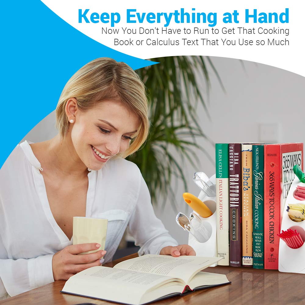 AdirOffice Smart Quarter Bookends & Office Desk Organizer - Heavy Duty Plastic w/Non Skid Bottom - Includes Storage Wells to Keep Your Pens/Pencils in Place for Office/School/Library Use (White) 9 61GUW0JNjbL. SL1000 - northernschoolofshiatsu.co.uk