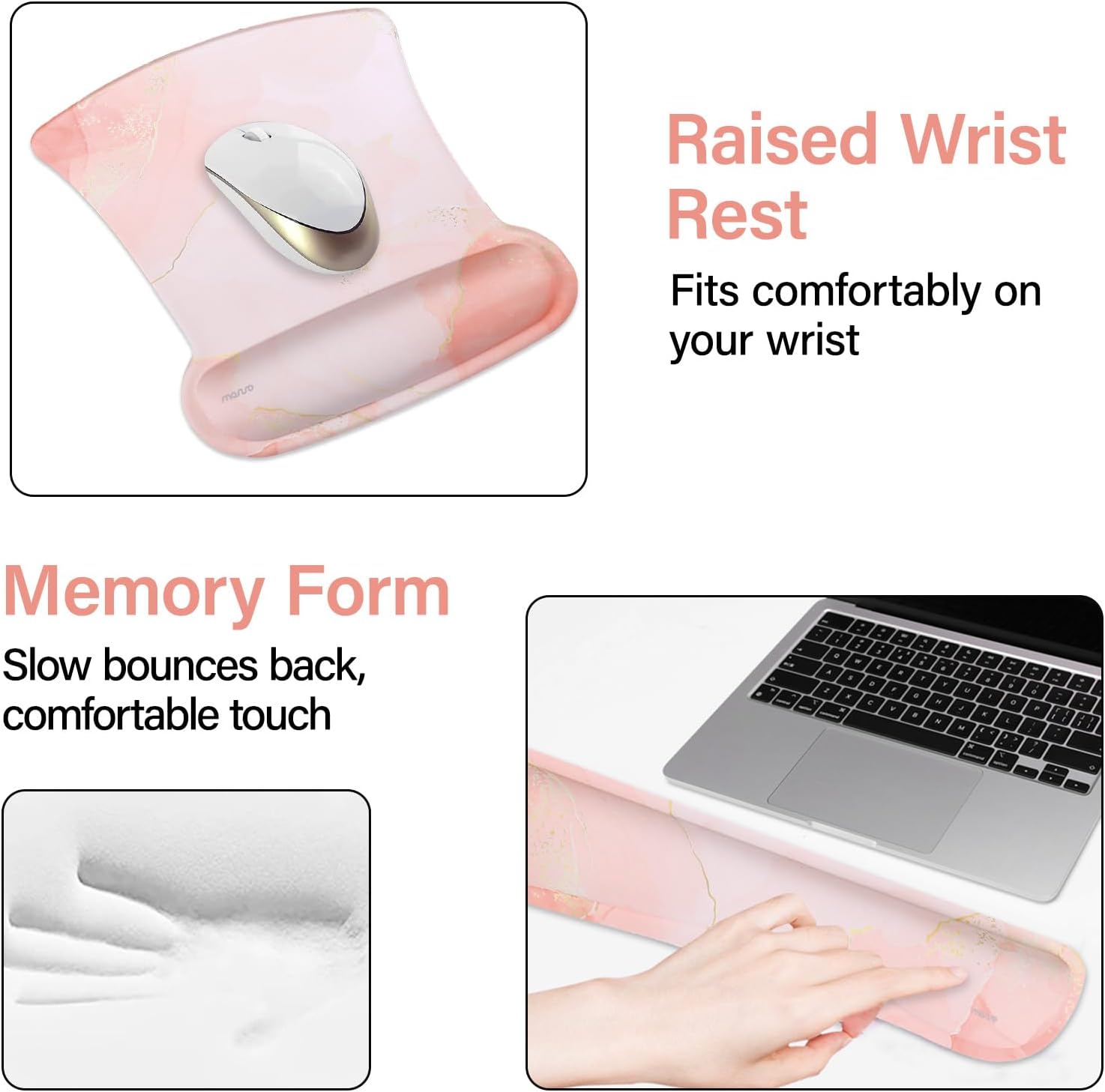 MOSISO Keyboard Mouse Pad Set, Large Gaming Mousepad&Keyboard Wrist Rest&Mouse Pad with Wrist Rest&Coaster, Ergonomic Non-Slip Mousepad with Raised Memory Foam for Home Office, Pink Quicksand Marble 4 61GgJyNqb3L. AC SL1500 - northernschoolofshiatsu.co.uk