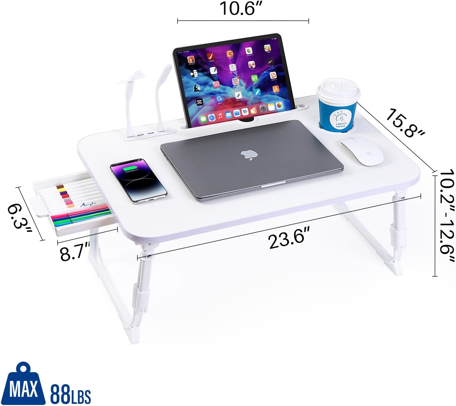 Laptop Desk for Bed, Height Adjustable Laptop Bed Table, Foldable Portable Lap Desk Stand with USB/Storage Drawer/Cup Holder/Slot, Breakfast Tray for Working Reading Writing Eating 14 61GsOEq LuL. AC SL1500 - northernschoolofshiatsu.co.uk
