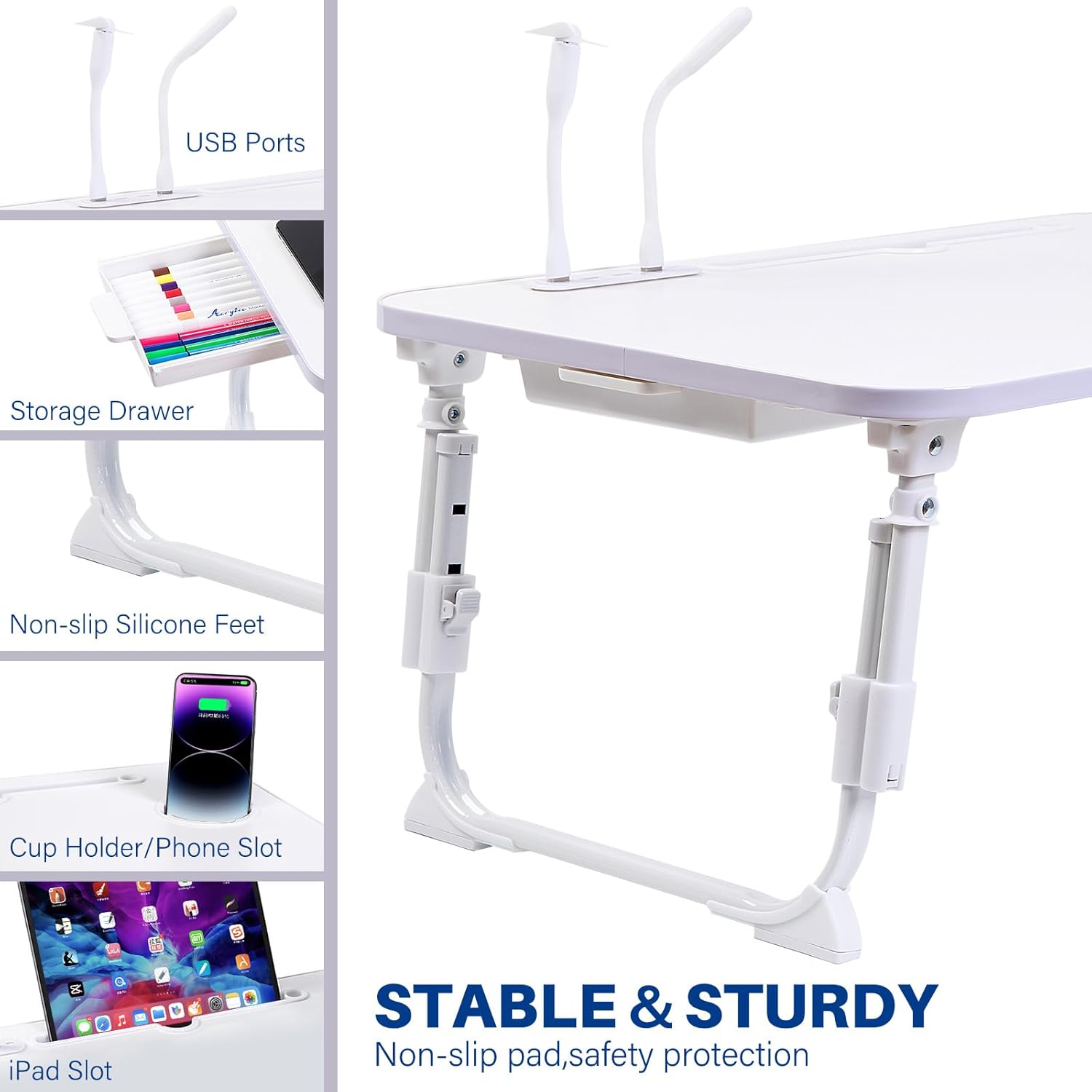 Laptop Desk for Bed, Height Adjustable Laptop Bed Table, Foldable Portable Lap Desk Stand with USB/Storage Drawer/Cup Holder/Slot, Breakfast Tray for Working Reading Writing Eating 13 61HUvcn6zEL. AC SL1500 - northernschoolofshiatsu.co.uk