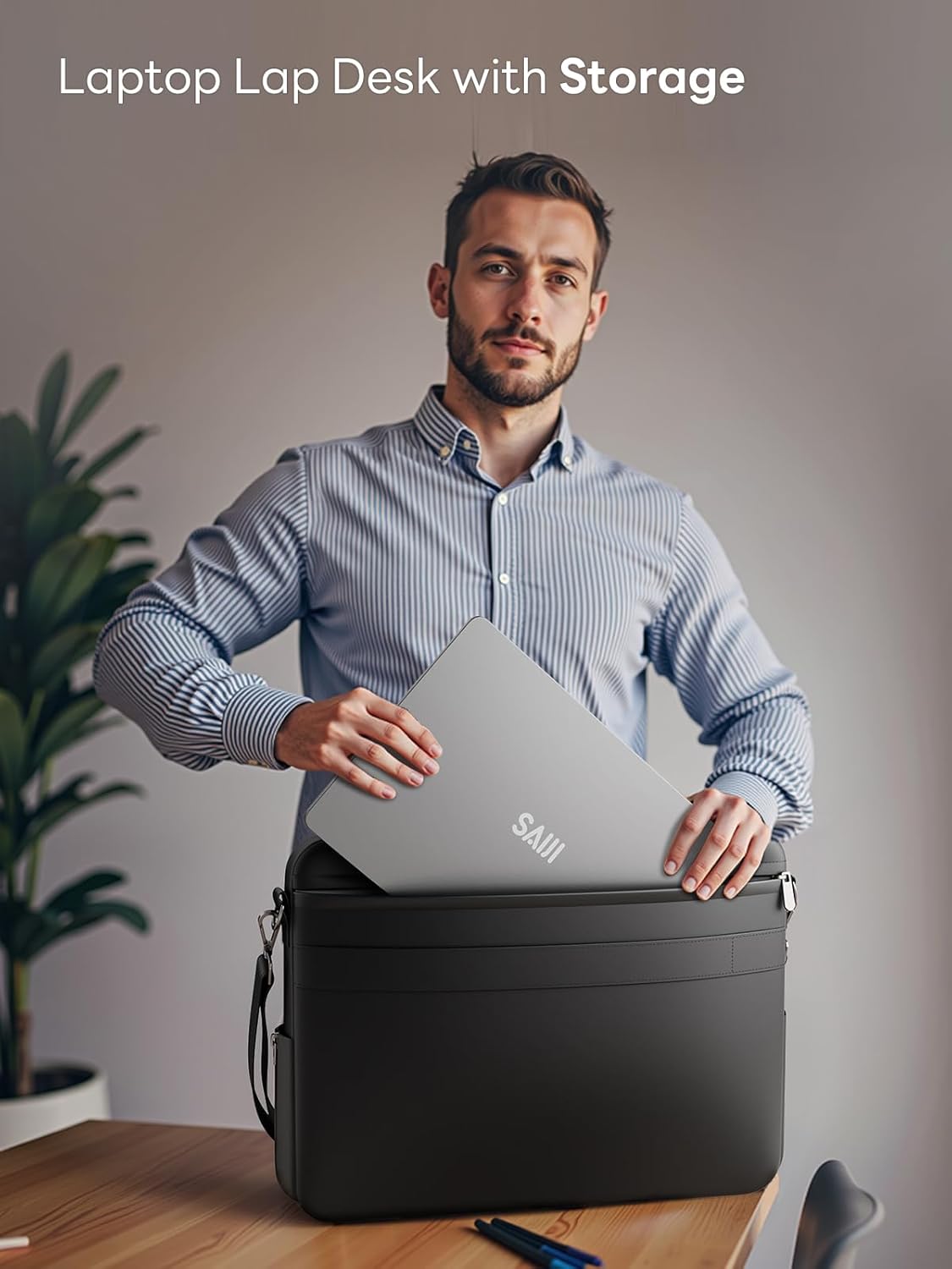 SAIJI Portable Laptop Lap Desk w/Retractable Mouse Pad Tray - Multifunction Lap Desk with Storage for Travel, Office and Home, Fits up to 15.6 inch Laptops (Black) 4 61ICDV18SOL. AC SL1500 - northernschoolofshiatsu.co.uk