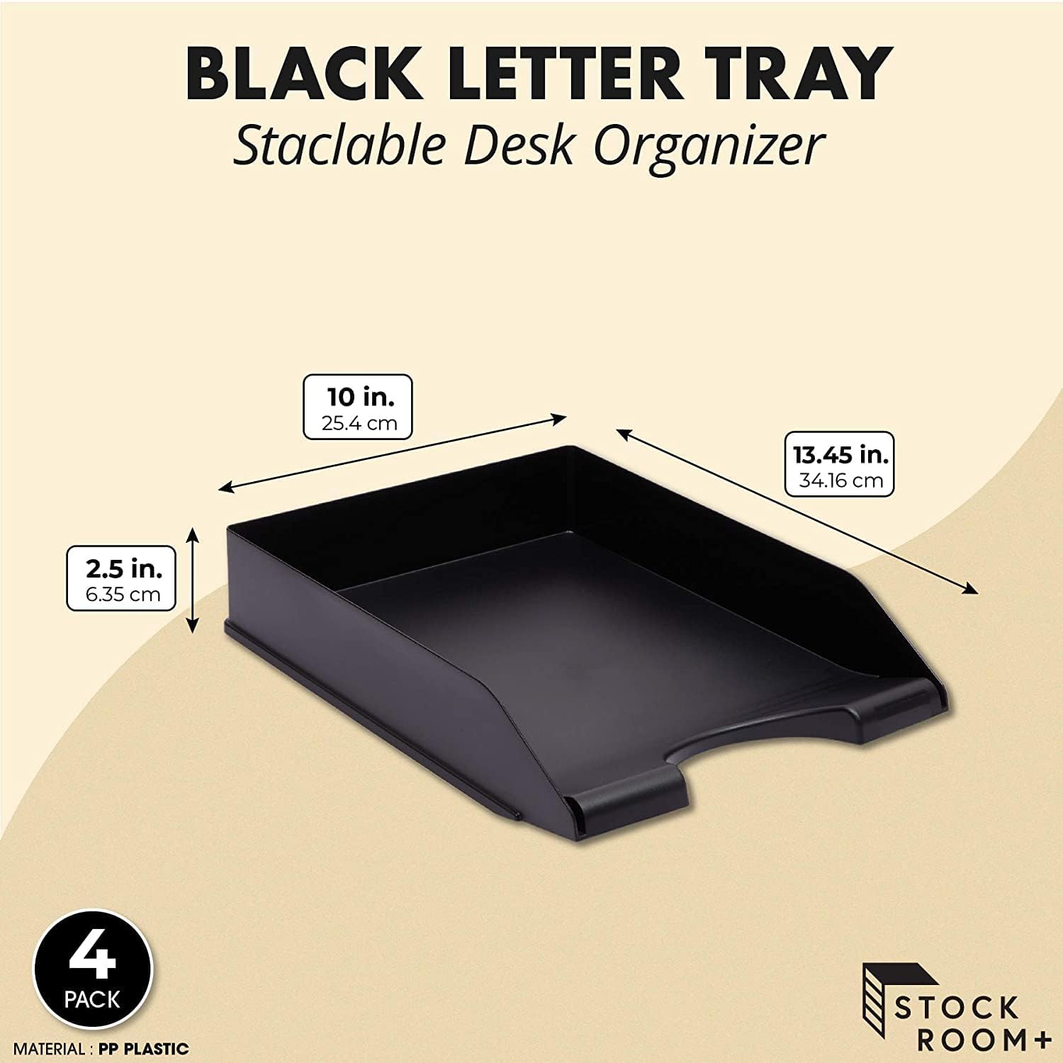 Stockroom Plus 4 Pack Black Stackable Paper Trays for Letter Documents, Desktop File Organizers for Office Supplies, Stackable Desk Tray Holder for Paper Storage (10 x 13.45 x 2.5 in) 2 - northernschoolofshiatsu.co.uk