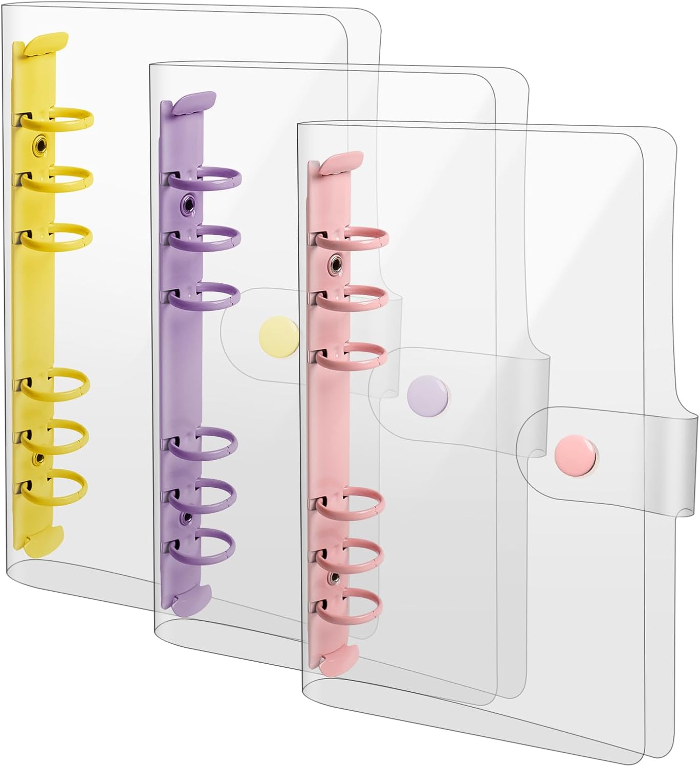 Anjmd 3 Pack A6 Soft PVC 6 Rings Binder Cover Clear Budget Binder Clear A6 6-Hole Planner Binder Cover Yellow Purple Pink Round Ring Binder Cover for Refillable Notebook 1 61Jfl46wYLL. AC SL1500 - northernschoolofshiatsu.co.uk