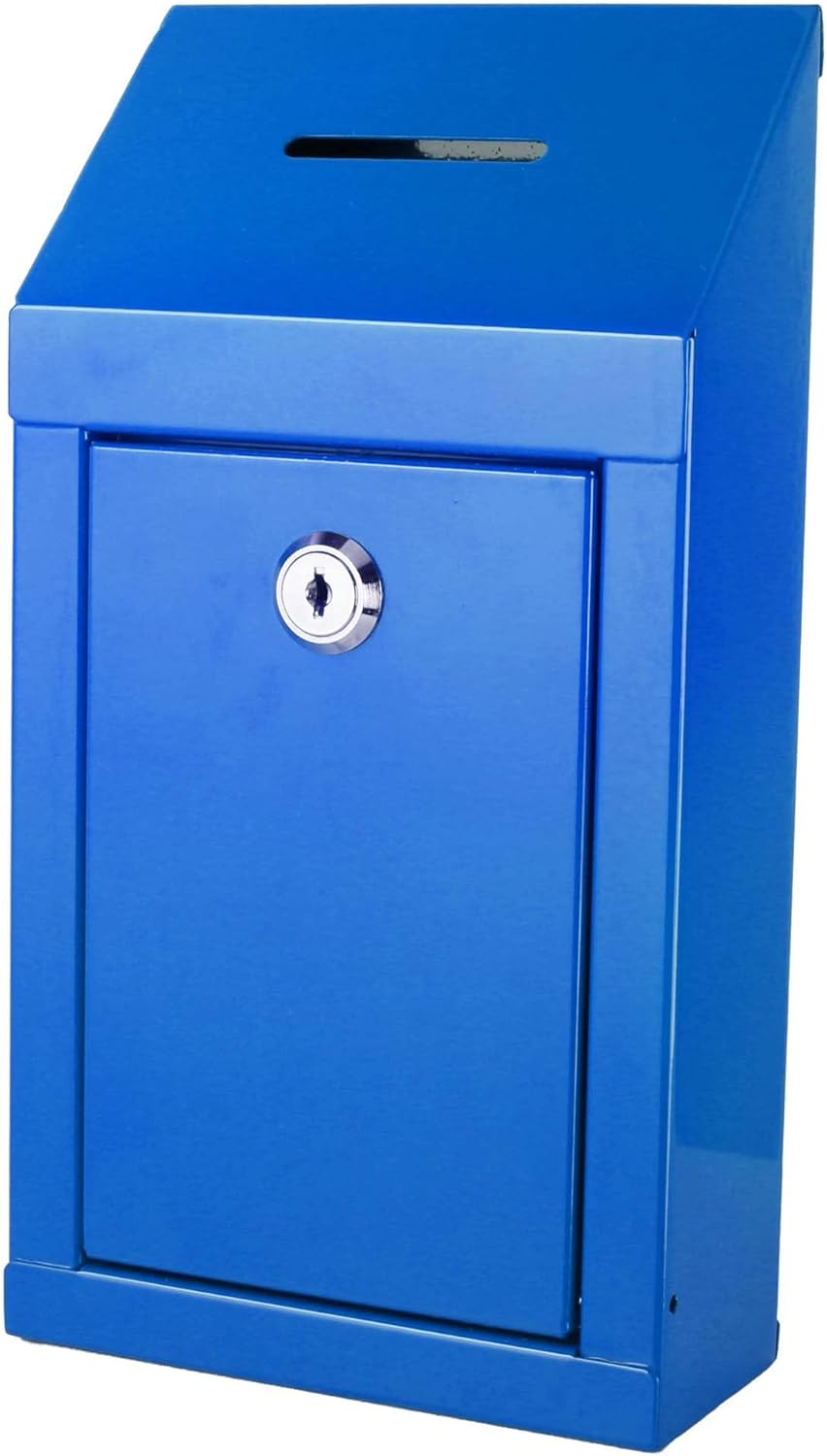 Metal Donation Box Charity Steel Collection Box Office Suggestion Box Secure Box With Top Slot and Lock with Keys Wall Mount with pre drilled holes 10x6x2.5" waterproof mailbox for Home Office(Gray) 72 - northernschoolofshiatsu.co.uk