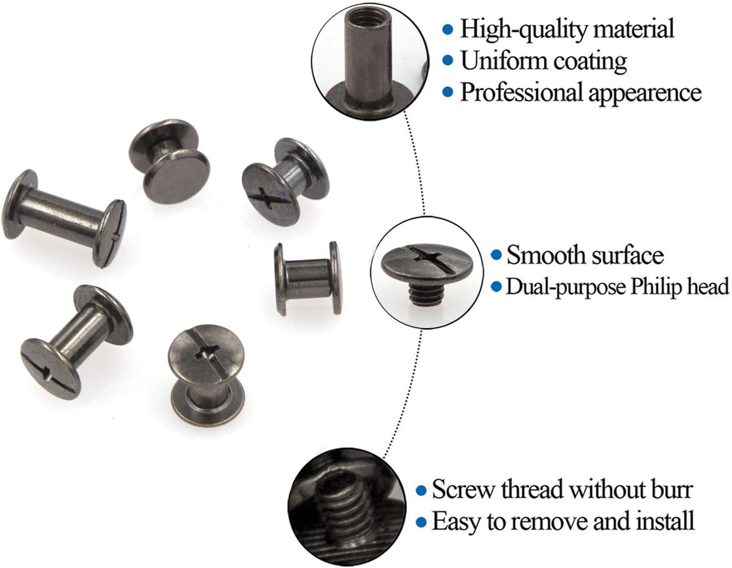 100 Pcs (50 Pair) Gun Black Phillips Chicago Binding Screws Assorted Kits,6 Sizes of Flat Head Rivet Hollow Binding Screws Posts, for Leather Saddles Purses Belt Repair(M5x5/10/15/25/35/45) 59 61L0gDCA60L. AC SL1500 - northernschoolofshiatsu.co.uk