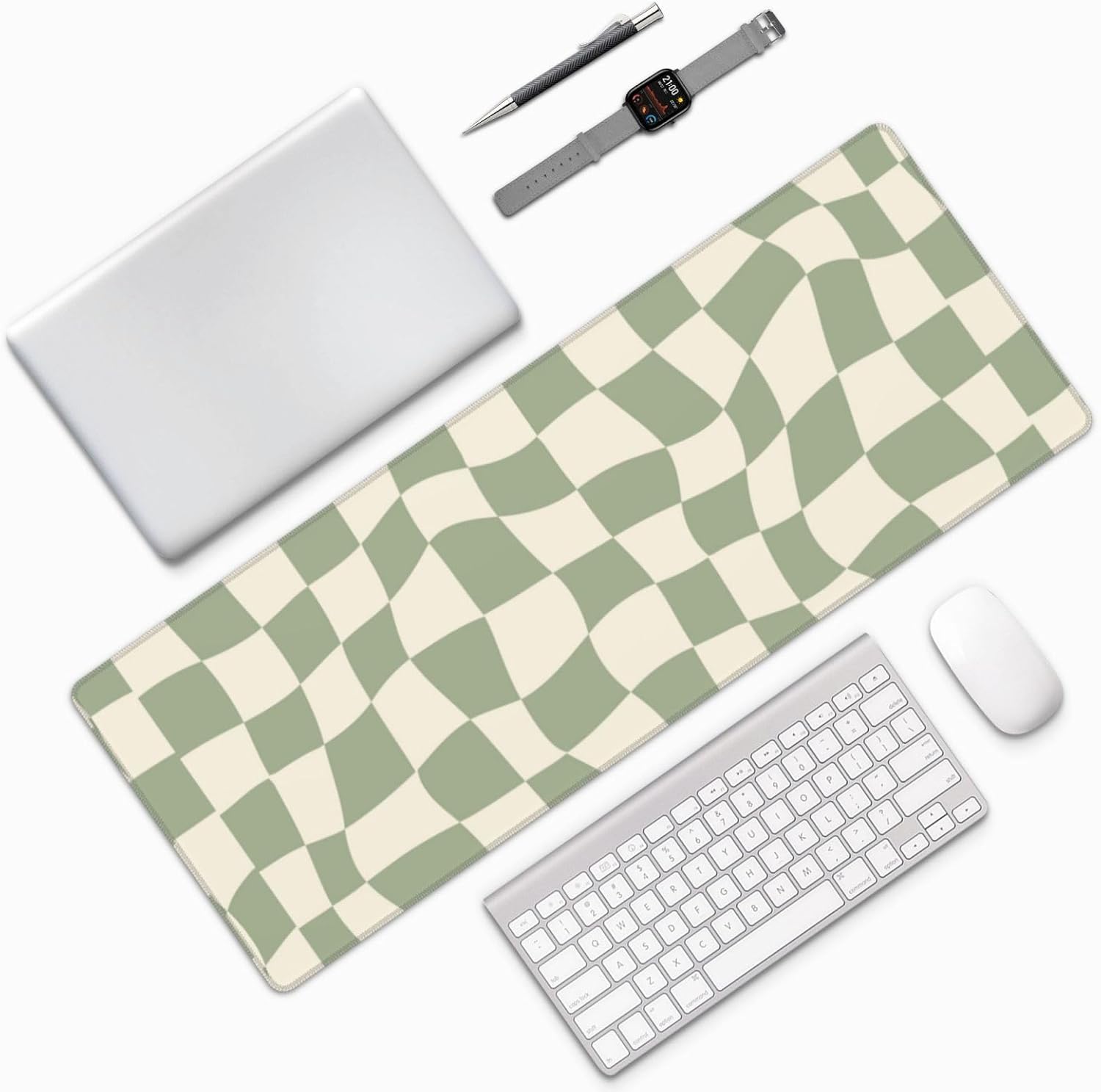 04 sage Green Desk mat,Checkered Mouse Pad,sage Green Mouse Pad,XL Mouse pad 11.8 * 31.5 Inches 4 - northernschoolofshiatsu.co.uk
