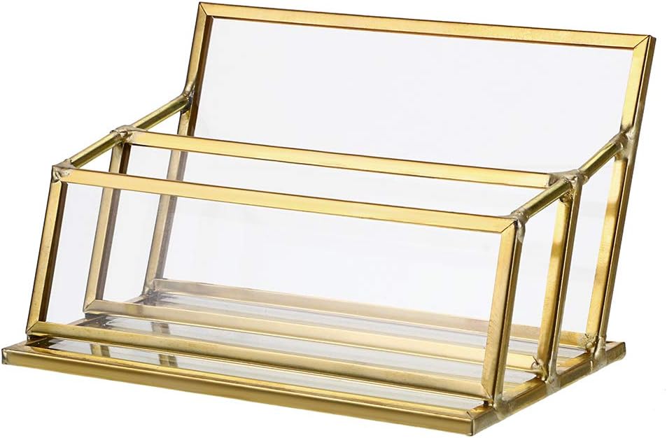 Hipiwe 2 Slots Glass Business Card Holder Stand - Gold Metal Frame Name Card Display Stand Business Name Card Organizer for Office Tabletop,Fits 80-100 Business Cards 1 61LdPCmTtaL. AC SL1024 - northernschoolofshiatsu.co.uk