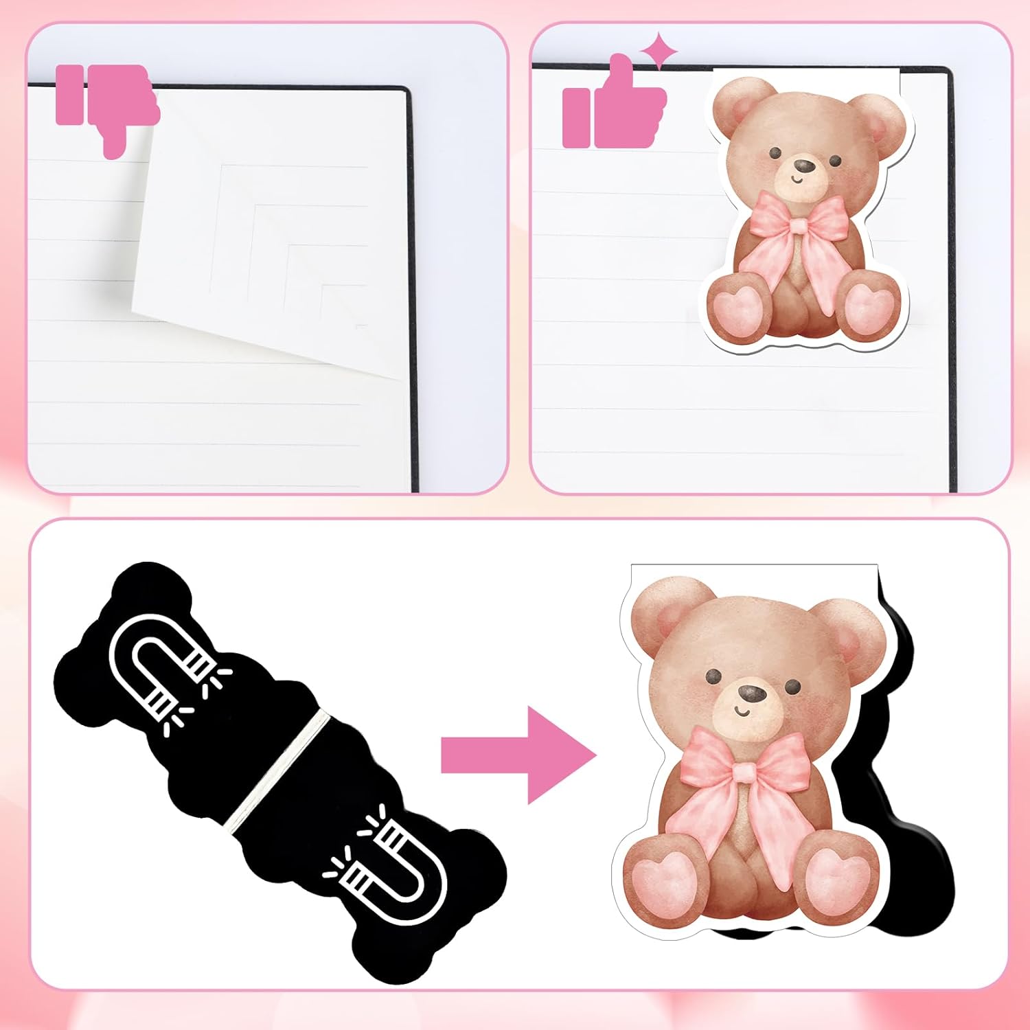 Pink Coquete Bows Magnetic Bookmarks - Wxiben 12 Pcs Pink Bow Magnetic Bookmark Strawberry Bear Book Mark Magnets Cowgirl Boot Book Markers Page Clip Gift for Teen Girls Book Lovers Students Reading 4 61MCr1HjoiL. AC SL1500 - northernschoolofshiatsu.co.uk