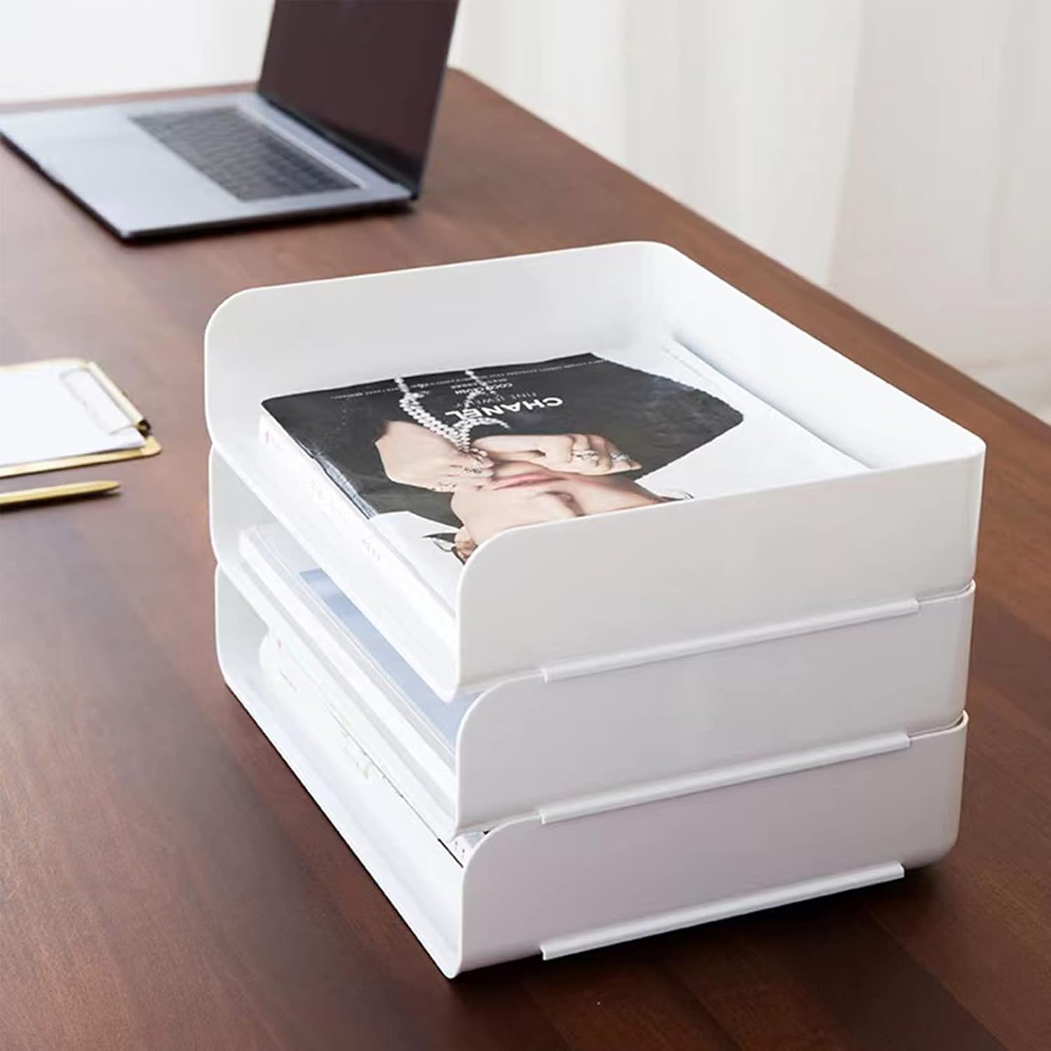 2 Pack White Stackable Letter Tray, A4 White Desk File Paper Organizer Tray, Desktop File Paper Holder with Anti-Skid Design Botom for Office Desktop 7 61MTjBXv1kL. AC SL1500 - northernschoolofshiatsu.co.uk