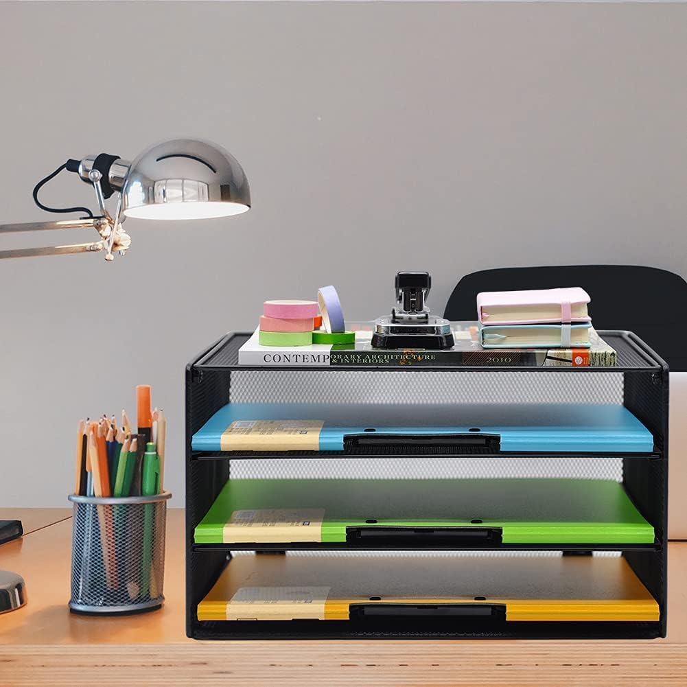 COSYAWN 3 Tier Mesh Desk Paper Tray Organizer, File Organization for Letter Document, Desktop Mail Storage Holder for Office Home School, Black 6 61Mw5ag twL. AC SL1001 - northernschoolofshiatsu.co.uk