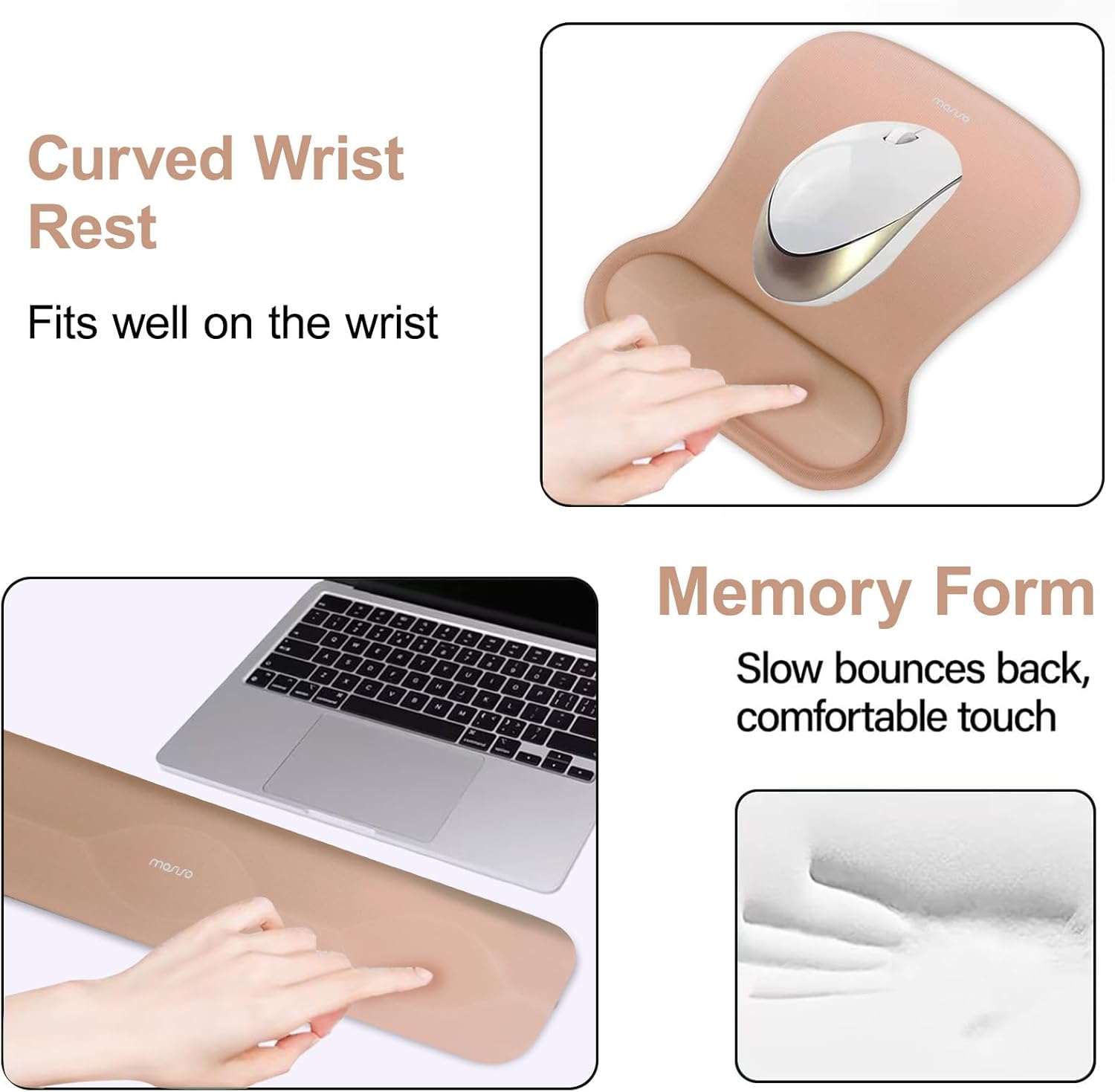 MOSISO Wrist Rest Support for Mouse Pad&Keyboard Set, Geometric Leaf Shape Ergonomic Mousepad Non-Slip Base Home/Office Pain Relief&Easy Typing Pad with Raised Memory Foam&Webcam Cover, Brown 4 61NKATTuMIL. AC SL1500 - northernschoolofshiatsu.co.uk