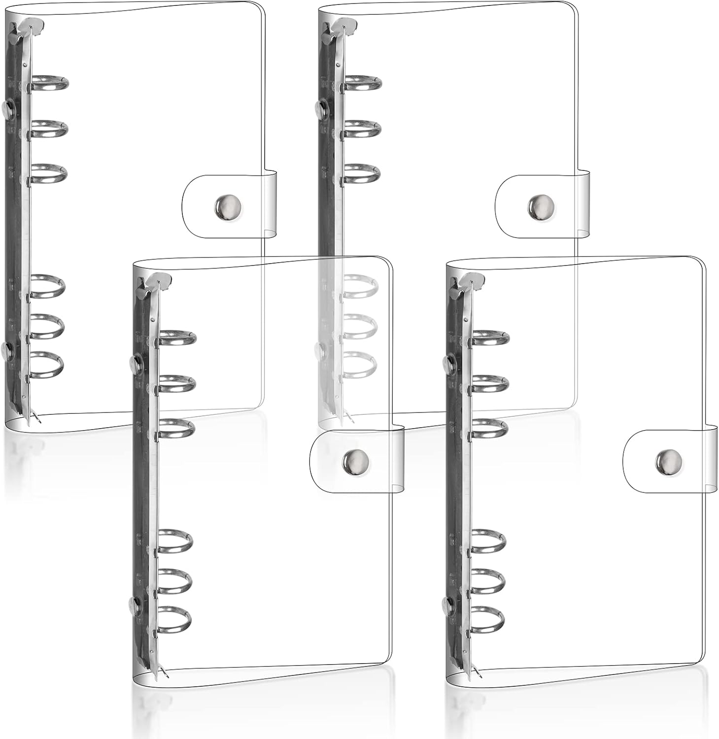 4 Pack A6 Transparent Soft PVC 6 Ring Budget Binder Refillable Planner Binder Cover Protector Snap Button Closure Loose Leaf Folder for School, Meeting, Travel, Office Supplies 1 - northernschoolofshiatsu.co.uk