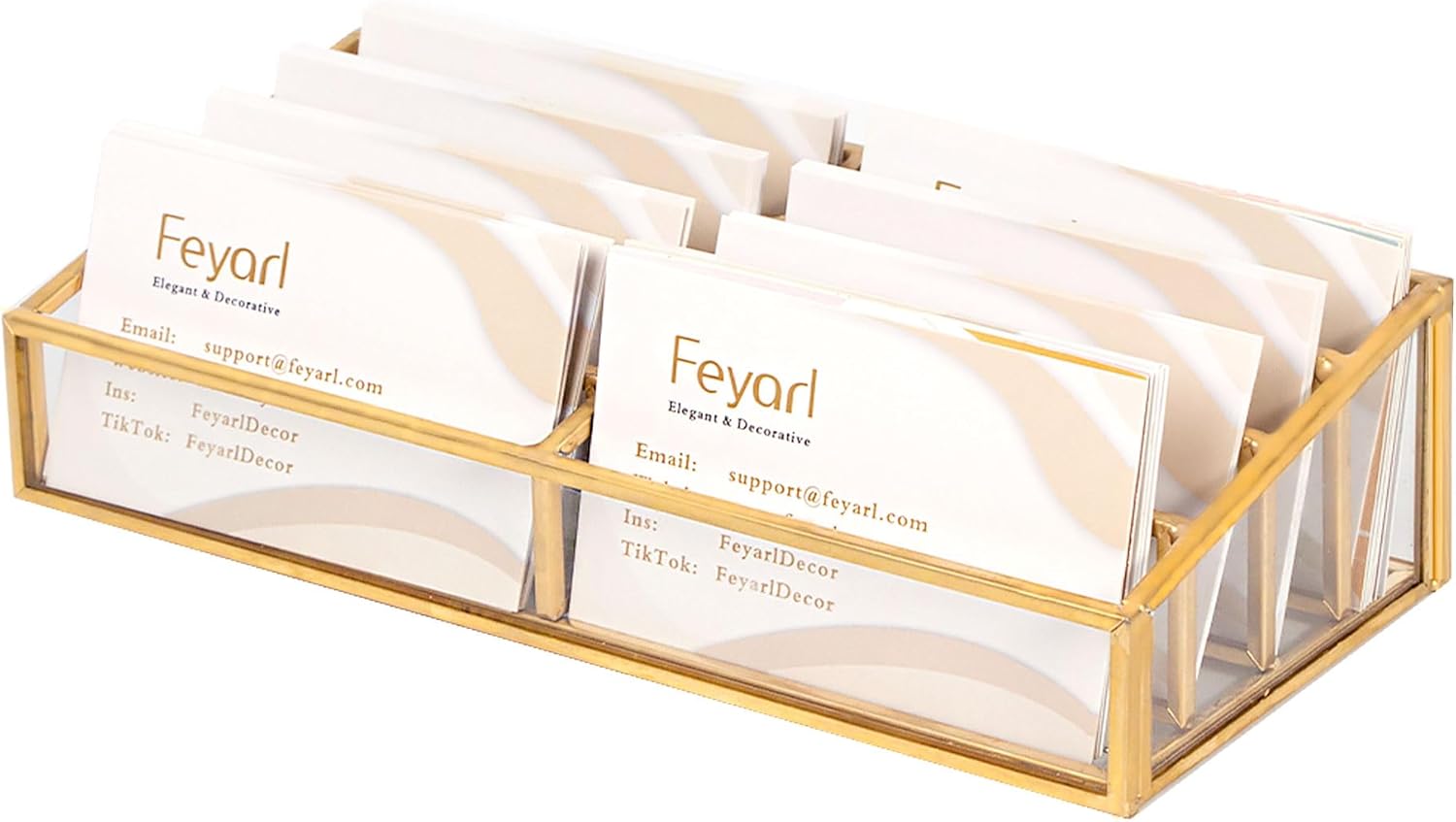 Feyarl Gold Glass Business Card Holder 8 Slots Large capacity Name Cards Display Stand Business Cards Organizer Storage for Office Meeting Front Desktop Countertop 1 61OMArKhMJL. AC SL1500 - northernschoolofshiatsu.co.uk