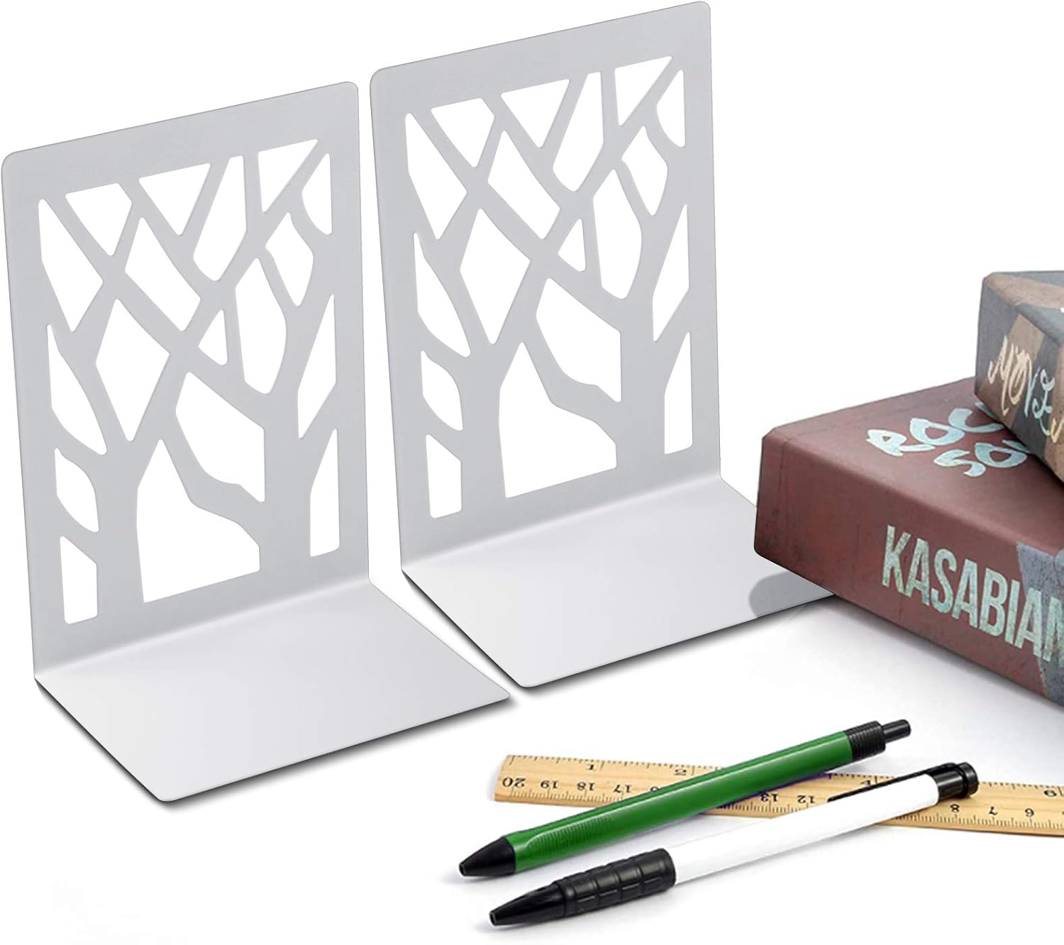 MSDADA Bookends, Book Ends for Shelves, Bookends for Office, Book Ends for Heavy Books, Book Shelf Holder Stand Home Decorative,Metal Bookend Supports, Book Stoppers, White(5 Pairs) 24 - northernschoolofshiatsu.co.uk