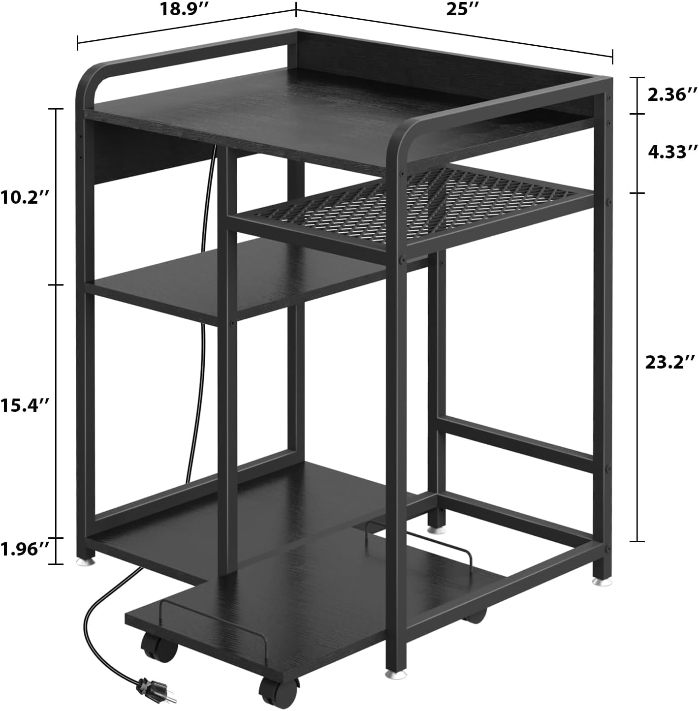 Printer Stands with Charging Station, 23.6 x 18.9 Inch Large Printer Stand with Storage for Home Office, Printer Table with Power Outlet USB Port, Printer Shredder Stand with Wheels, Black 2 61Pt3SyCYYL. AC SL1500 - northernschoolofshiatsu.co.uk