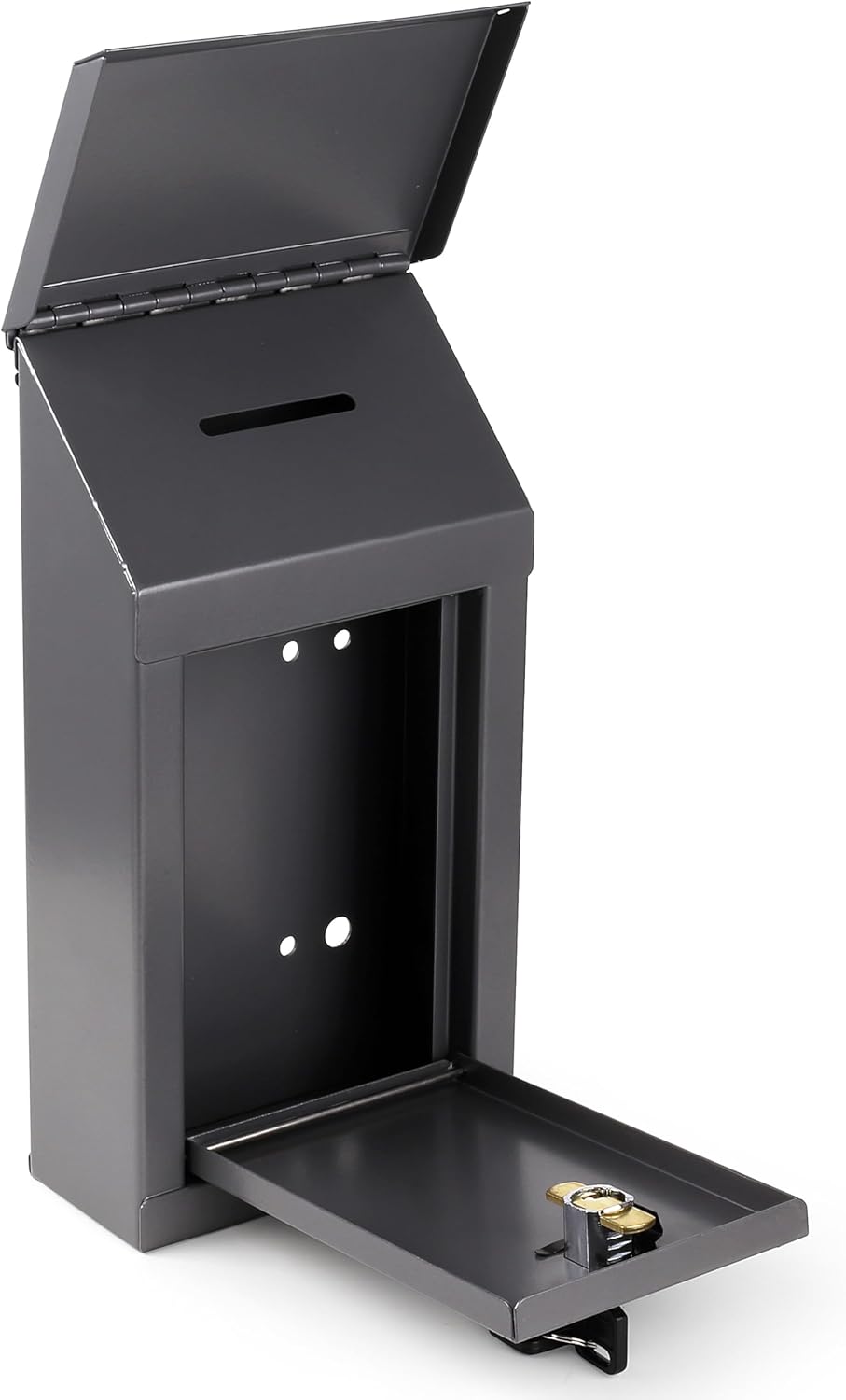 Metal Donation Box Charity Steel Collection Box Office Suggestion Box Secure Box With Top Slot and Lock with Keys Wall Mount with pre drilled holes 10x6x2.5" waterproof mailbox for Home Office(Gray) 96 61Q+pbb+BGL. AC SL1500 - northernschoolofshiatsu.co.uk