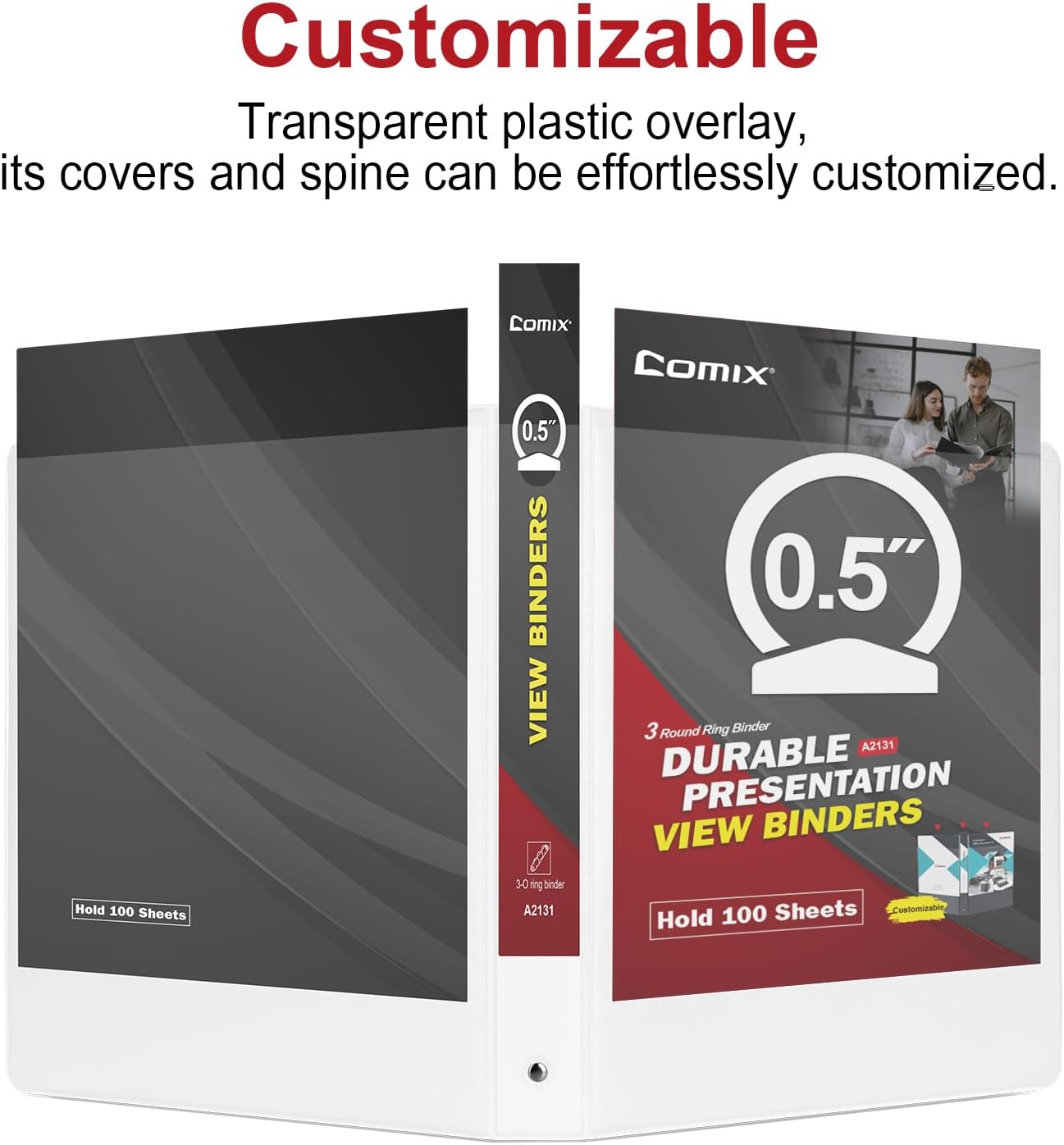 COMIX Sturdy 3 Ring Binder 0.5 inch with Clear View Cover, 1/2" Round Ring View Binder, PVC-Free, 100 Sheets Capacity of US Letter Size Paper, Office & School Supplies, 12 Pack (White) 44 61QUwCXUEIL. AC SL1500 - northernschoolofshiatsu.co.uk