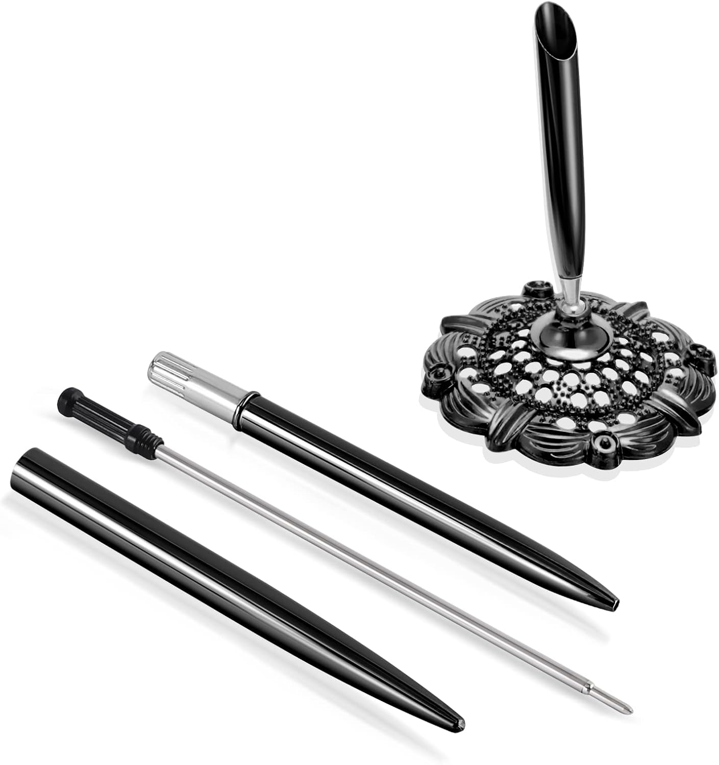 Hollow Round Pen Holder Signing Pen Set for Wedding Bridal Golden 26 - northernschoolofshiatsu.co.uk