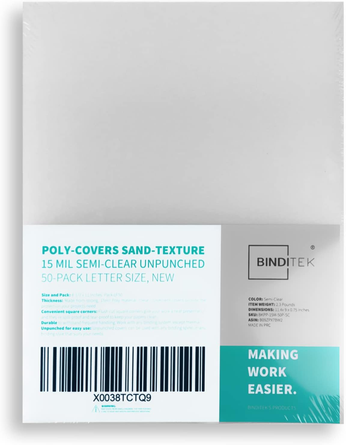 Binditek 100 Pack 12 Mil Sand-Textured Polycover - Plastic Binding Cover for Letter Size - Lightly Sanded Finish - Business Reports and Proposals - Square Corners, Un-Punched, Black 29 - northernschoolofshiatsu.co.uk