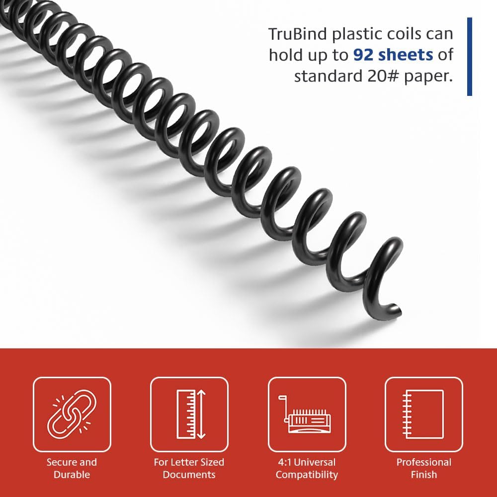 TruBind Binding Spines/Spirals/Coils - 12mm (0.47 inches) - 92 Sheet Capacity - 4 to 1 Pitch - Black - 100 per Box 3 61ROVFTwrqL. AC SL1000 - northernschoolofshiatsu.co.uk
