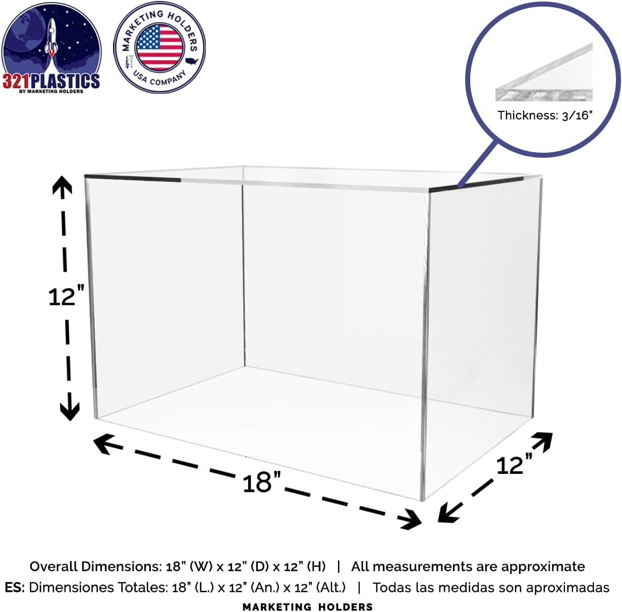 18" x 12" x 12" Clear Acrylic Display Box with One Open Side No Lid Versatile Rectangular One Piece Plexiglass Merchandise Storage Bin or Retail Product Riser by Marketing Holders 6 61RT8G7BllL. AC SL1280 - northernschoolofshiatsu.co.uk