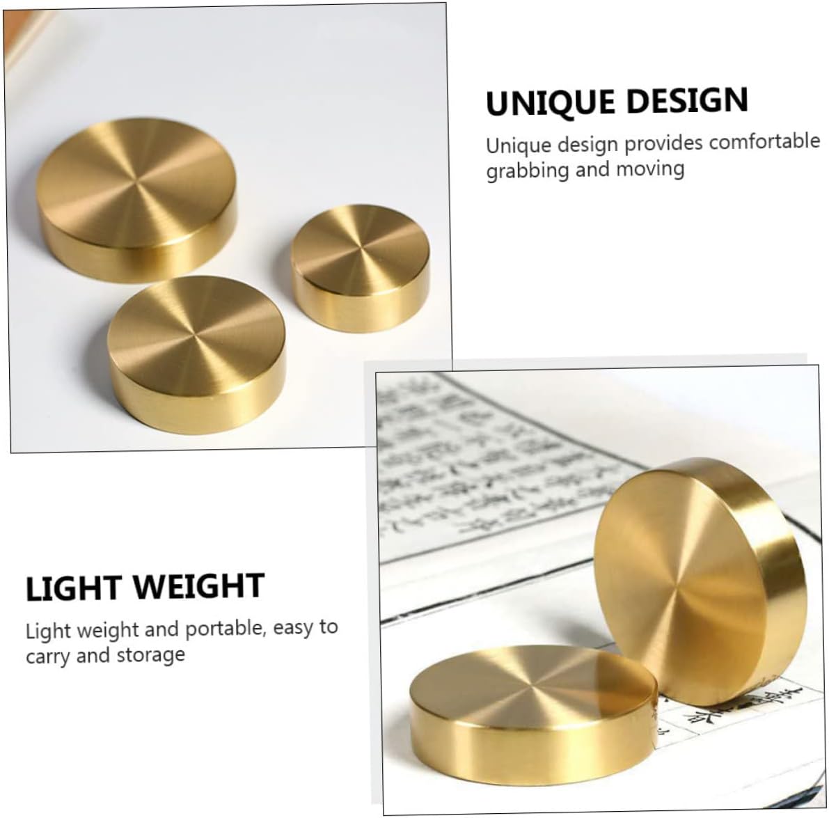 NUOBESTY 5Pcs Chinese Calligraphy Paperweight Solid Brass Round Block Holding Paper Flat Golden Desktop 16 61S7K+VkZUL. AC SL1221 - northernschoolofshiatsu.co.uk