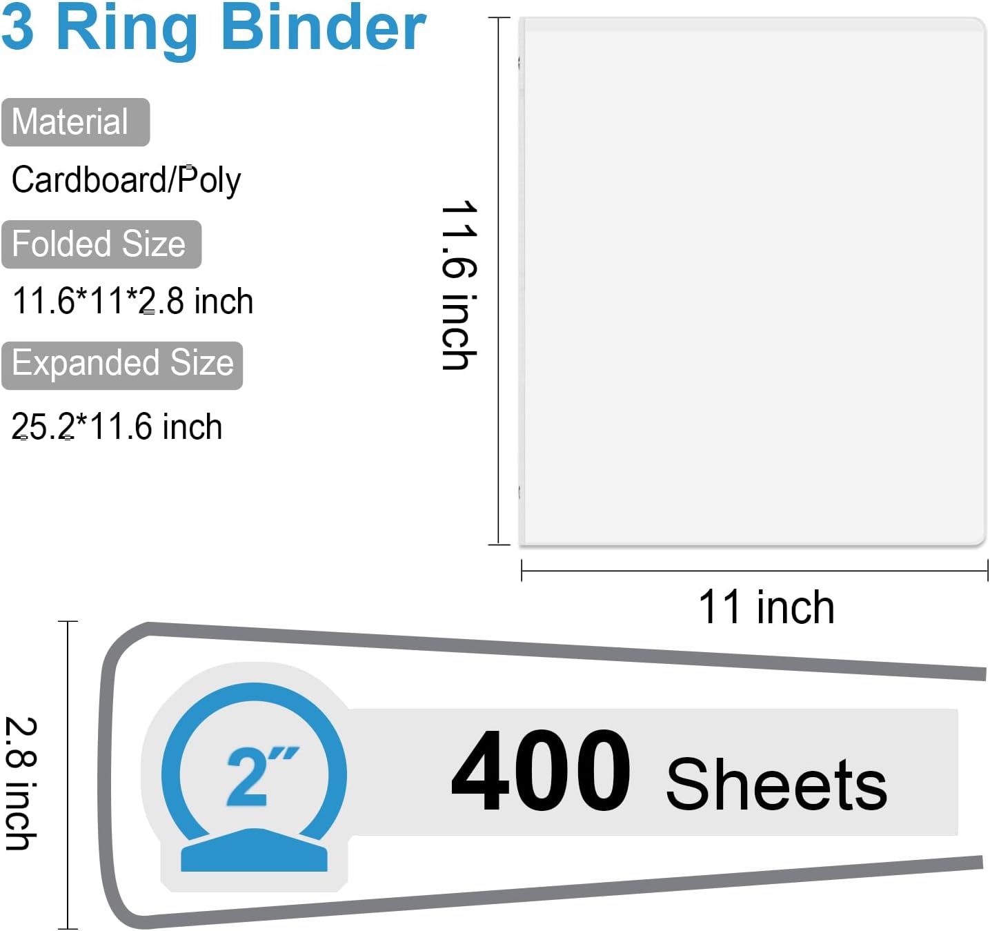COMIX Sturdy 3 Ring Binder 0.5 inch with Clear View Cover, 1/2" Round Ring View Binder, PVC-Free, 100 Sheets Capacity of US Letter Size Paper, Office & School Supplies, 12 Pack (White) 18 61SW4YwCXZL. AC SL1500 - northernschoolofshiatsu.co.uk