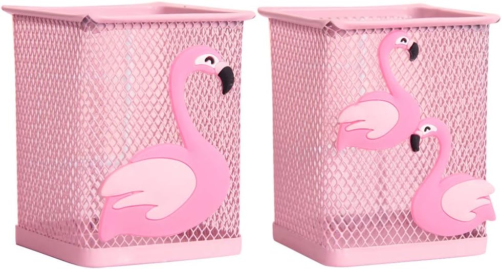 Trycooling 2 Pack Metal Cute Pen Pencil Holder Office Home Desk Square Pencil Cup Caddy Box Makeup Brush Holders for Girls (Square) 1 - northernschoolofshiatsu.co.uk