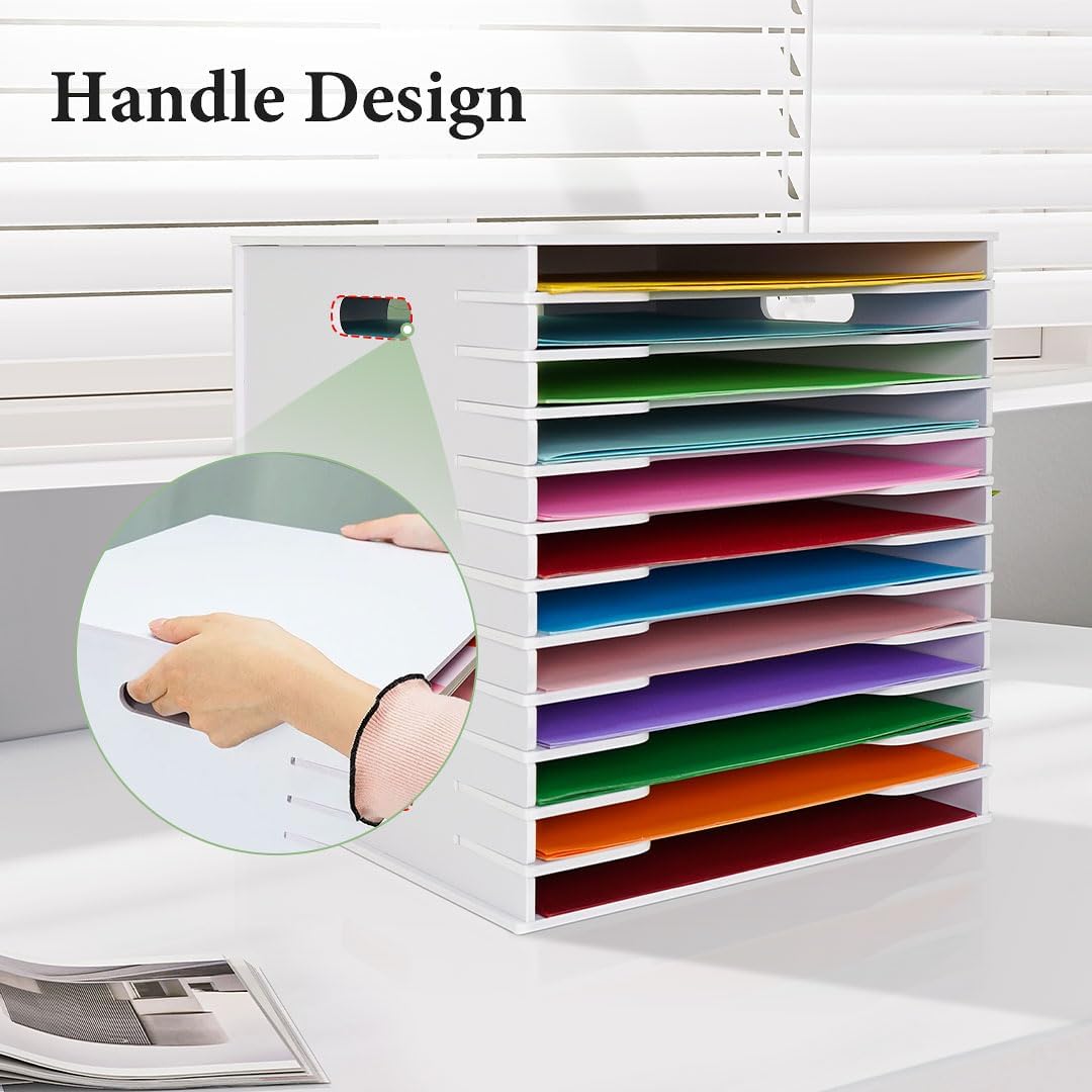 SANFURNEY Scrapbook Paper Organizer for Sizes 12" x 12", 15 Slots File Sorter Storage, Document Holder, Desktop Scrapbook Paper Organizer Rack for Home Office School (White, 15 Slots - Large Size) 22 61UYruF7wFL. AC SL1080 - northernschoolofshiatsu.co.uk