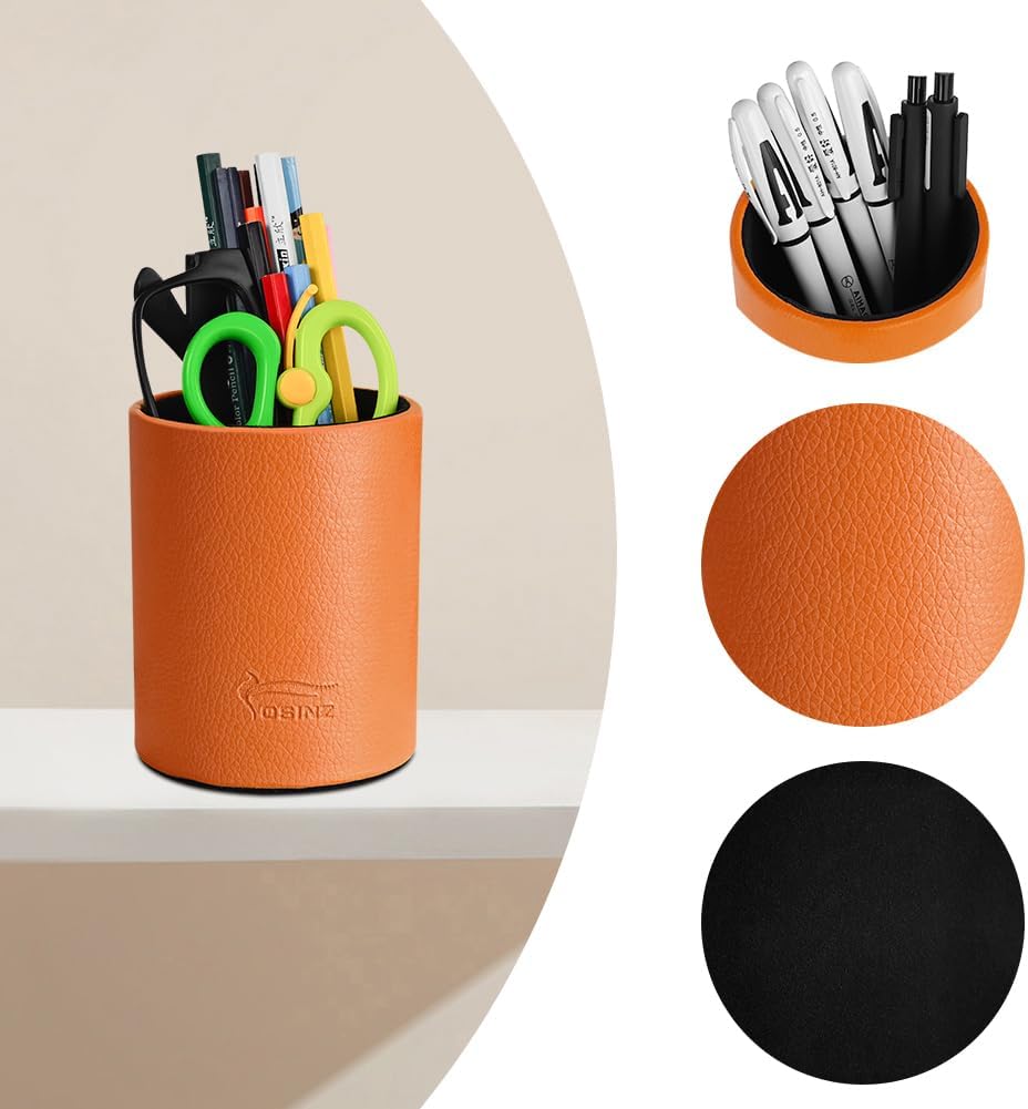 Pen Pencil Holder Cup Container PU Leather Desk Organizer Stand Decor Brush Scissor Holder Decoration Office Desk Home School (3.3" x 3.3" x 4", Black) 48 61UqjhEA1nL. AC SL1001 - northernschoolofshiatsu.co.uk