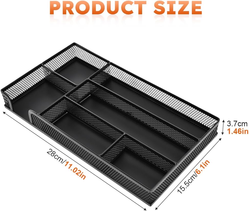 Desk Drawer Organizer Tray,11.02 x 6.1 x 1.46inch 6 Compartments Metal Mesh Dividers,Desk Organizers Storage Tray for Pens Organizer,for Desk Drawer Tray Box Accessories 2 61VouUrAm0L. AC SL1001 - northernschoolofshiatsu.co.uk