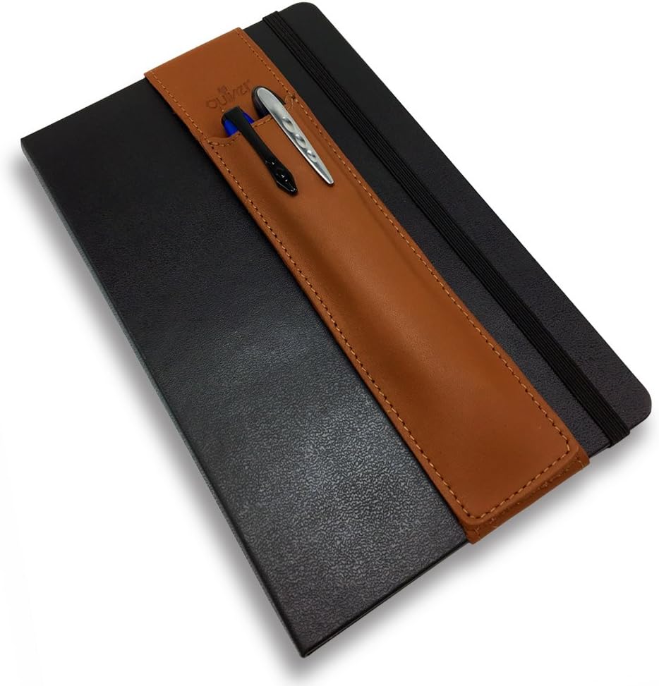 QUIVER Pen Holder for Notebook, Double Pen Holder, Full Grain Leather, Elastic, Reusable, Non-Adhesive, Fits A5 Notebooks, Journals, Planners, and Tablet Cases 8-8.5 Inches (20.3-21.5 cm) Tall 1 61WGbUjawNL. AC SL1000 - northernschoolofshiatsu.co.uk
