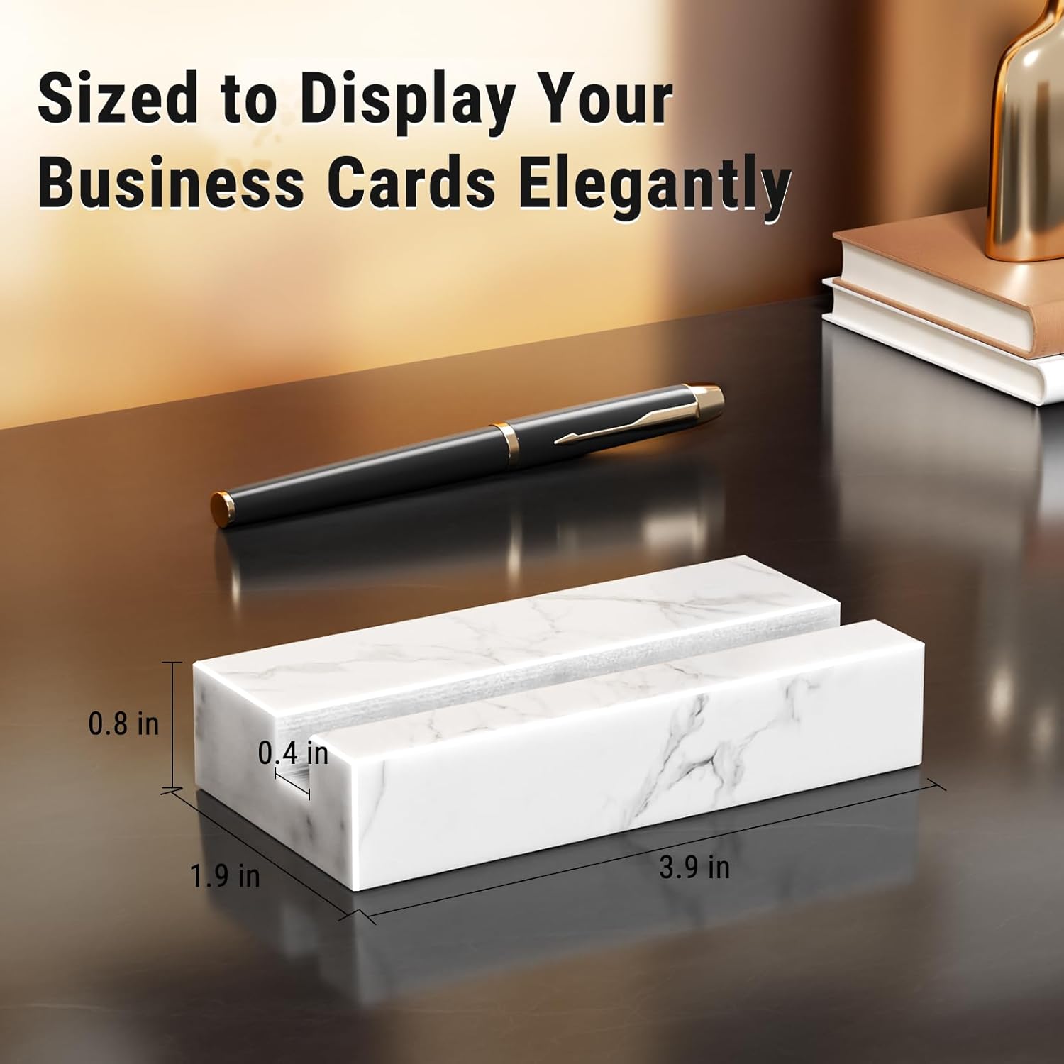 MaxGear Business Card Holder for Desk, White Carrara Marble Card Display Stand Holders Holds up to 50 Cards, Elegant Desktop Organizer for Home and Office 3 - northernschoolofshiatsu.co.uk