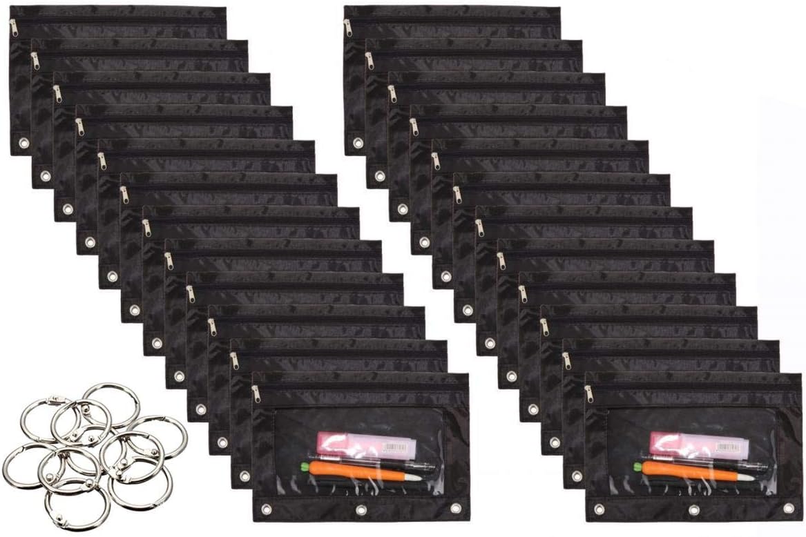24 Packs 3 Ring Binder Pen Pencil Case Pouch Bulk Set Stationery Bag for School Class Office Black 6 61X6zFyi1cL. AC SL1200 - northernschoolofshiatsu.co.uk