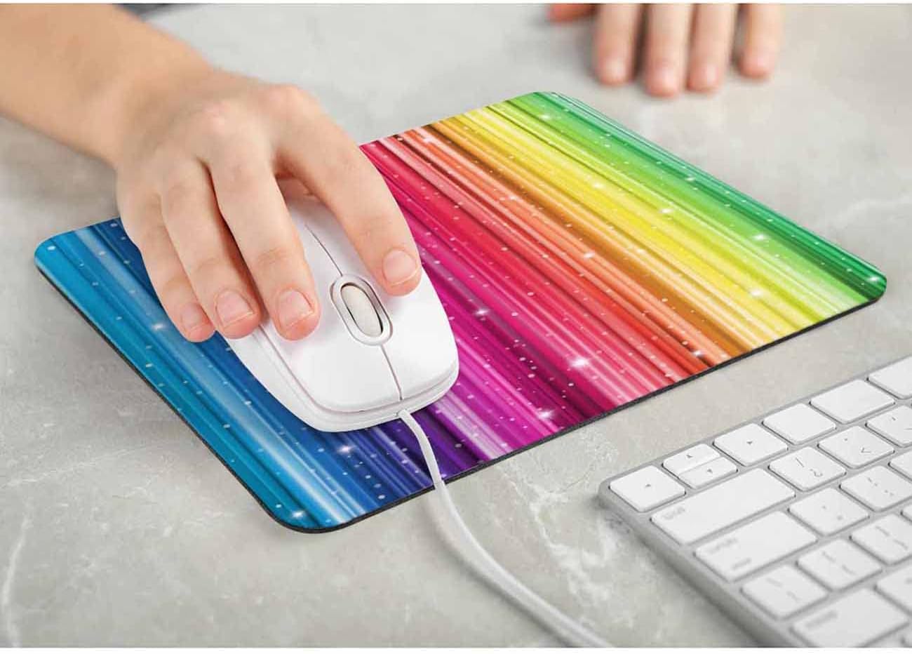 Pehede Mouse pad with Anti-Slip Rubber Base, Easy Gliding,Computer Mouse Mat for Computers, Laptop, Gaming, Office & Home, 7.9 * 9.5 in,Rainbow Glitter Stardust Striped 5 61Z7NK+UKaL. AC SL1300 - northernschoolofshiatsu.co.uk
