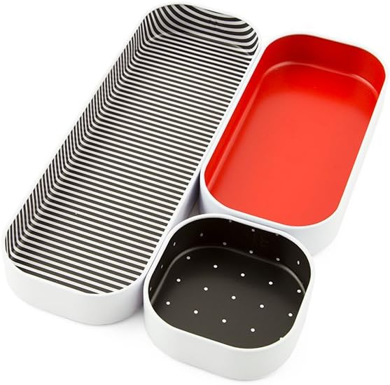 Three by Three Seattle 3 Piece Shallow Metal Organizer Tray Set for Storing Makeup, Stationery, Utensils, and More in Office Desk, Kitchen and Bathroom Drawers (1 Inch, Gold and White) 16 - northernschoolofshiatsu.co.uk