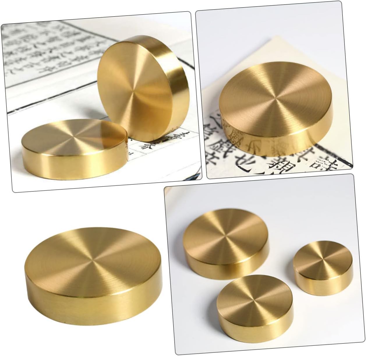 NUOBESTY 5Pcs Chinese Calligraphy Paperweight Solid Brass Round Block Holding Paper Flat Golden Desktop 15 61dFP0QuRiL. AC SL1282 - northernschoolofshiatsu.co.uk