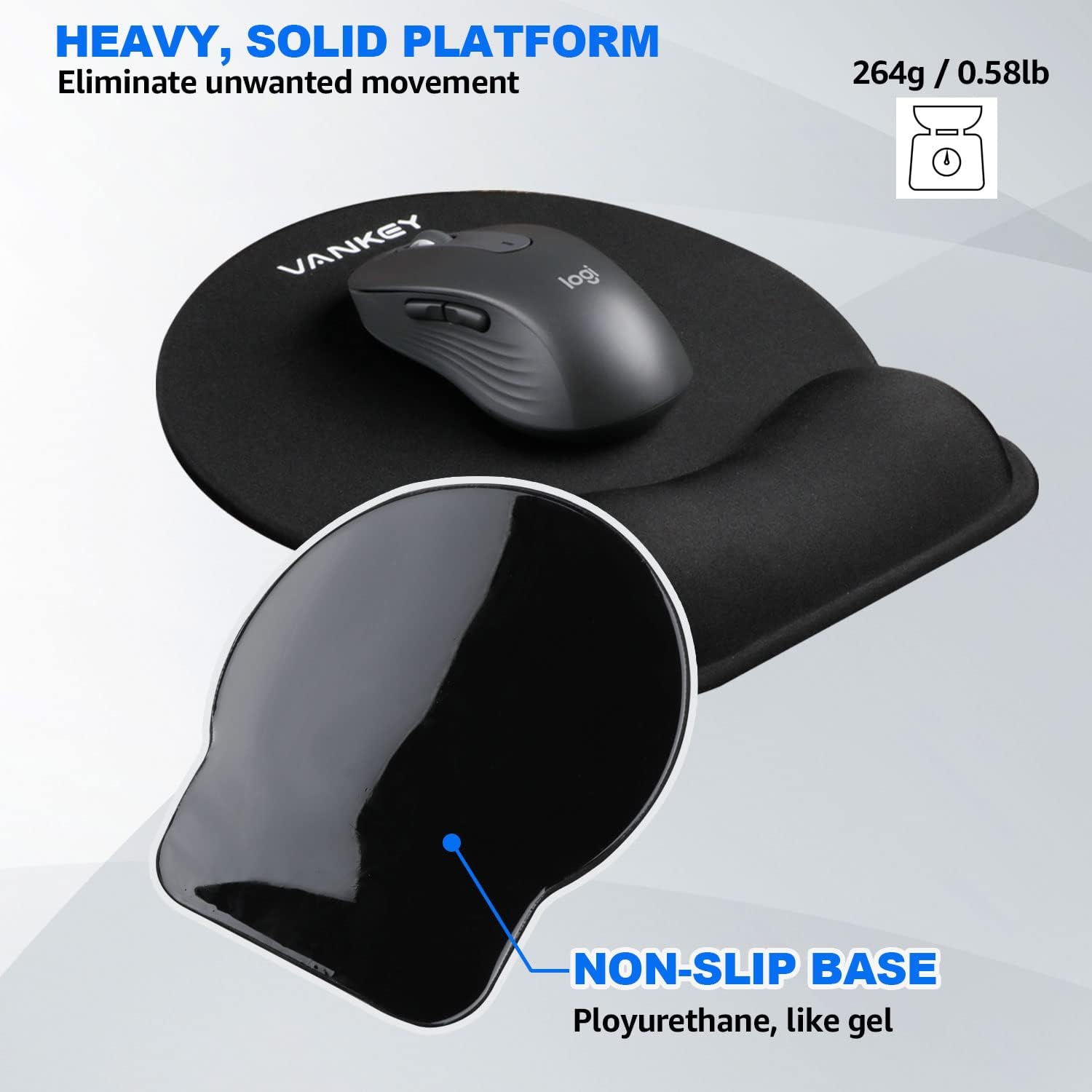 VANKEY Ergonomic Wrist Support Mouse Pad, Comfortable Memory Foam Mouse Pad with Wrist Rest, Non-Slip Base - Pain Relief for Laptop, Computer, Home & Office, Black 5 61dXTz6fJ+L. AC SL1500 - northernschoolofshiatsu.co.uk