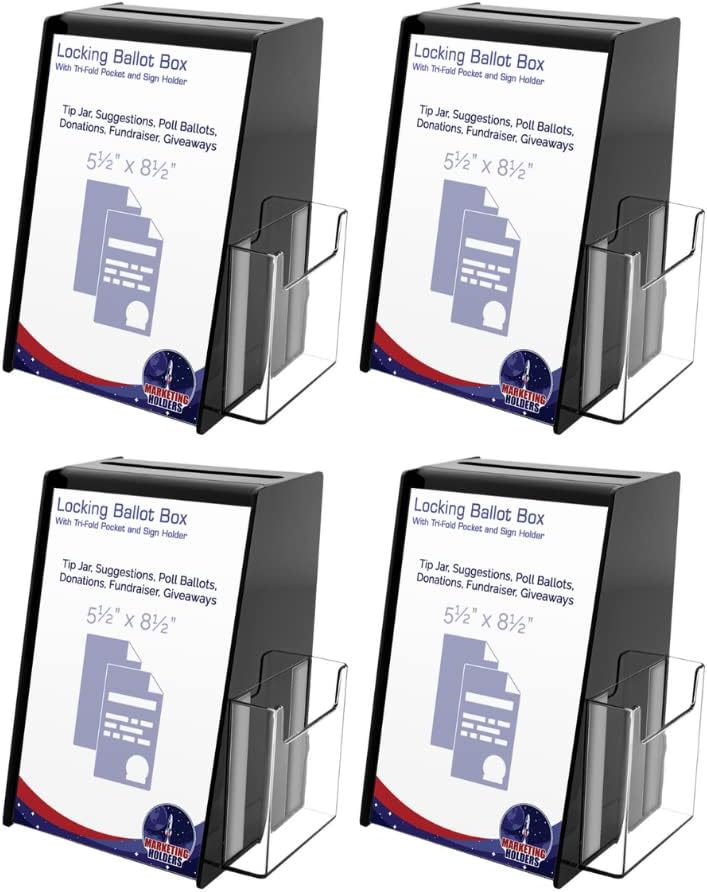 Marketing Holders Locking Ballot Box with 4" Wide Entry Form Pocket and Sign Holder Black Acrylic 5.75" x 5.5" x 8.75" Countertop Entry Bin 25 - northernschoolofshiatsu.co.uk