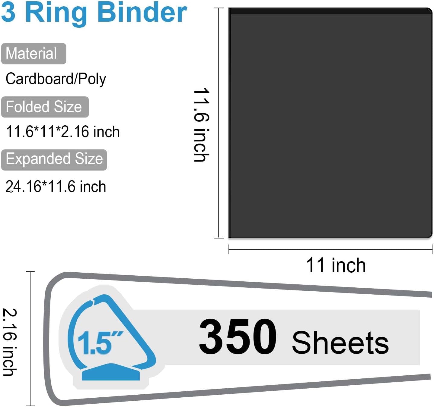 Comix Sturdy 1.5 Inch D-Ring Binders, 1.5'' 3 Ring Binder with Clear View Cover, 1-1/2 Inch Rings Holds 350 Sheets of 8.5" x 11" Paper, 6 Packs (White) 45 61dl9au0KmL. AC SL1500 - northernschoolofshiatsu.co.uk