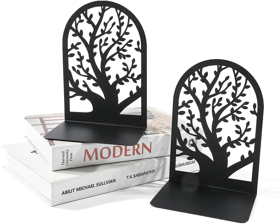 Tree Book Ends - 2 Pairs Tree of Life Bookends with 1 Pen Holder for Shelf Desk Decor, Heavy Duty Metal Decorative Books Stands Support, Office Home Desk Storage & Organization Gifts (Style 7) 2 61fgqg4+bRL. AC SL1000 - northernschoolofshiatsu.co.uk