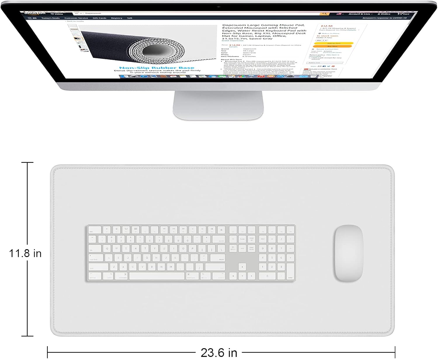 Dapesuom Large Mouse Pad, Extended Gaming Mouse Mat with Stitched Edges, Full Size Desk Mats with Non-Slip Base, Computer Big Desktop Keyboard Pad for Gamer, Laptop, Office, 23.6 x 11.8 in, Pink 94 - northernschoolofshiatsu.co.uk