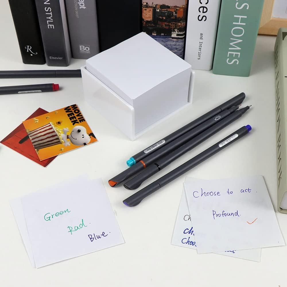 AxeWoodz White Sticky Notes Holder, 3x3 Inch Memo Holder, Sticky Notes Cube Dispenser, PS Notepad Organizer for Home and Office Desk Organization 4 - northernschoolofshiatsu.co.uk