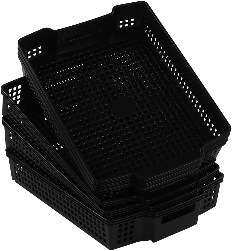 Stackable Kitchen Office Desk File Basket Trays, Black, 6 Packs 4 - northernschoolofshiatsu.co.uk