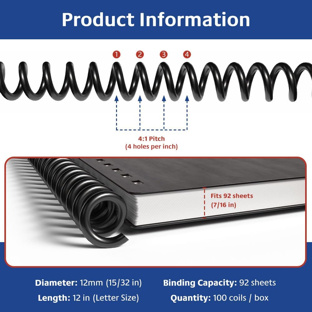 TruBind Binding Spines/Spirals/Coils - 12mm (0.47 inches) - 92 Sheet Capacity - 4 to 1 Pitch - Black - 100 per Box 4 61h3uZDfmvL. AC SL1000 - northernschoolofshiatsu.co.uk