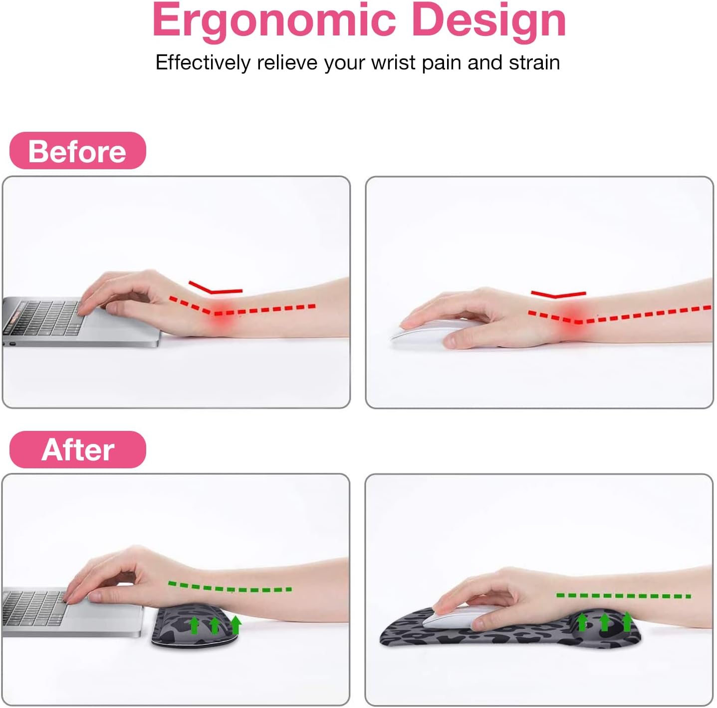 MOSISO Wrist Rest Support for Mouse Pad&Keyboard Set, Leopard Grain Ergonomic Mousepad&Coaster Non-Slip Base Home/Office Pain Relief&Easy Typing Cushion with Neoprene Cloth&Raised Memory Foam, Black 4 61iZjhKypkL. AC SL1500 - northernschoolofshiatsu.co.uk