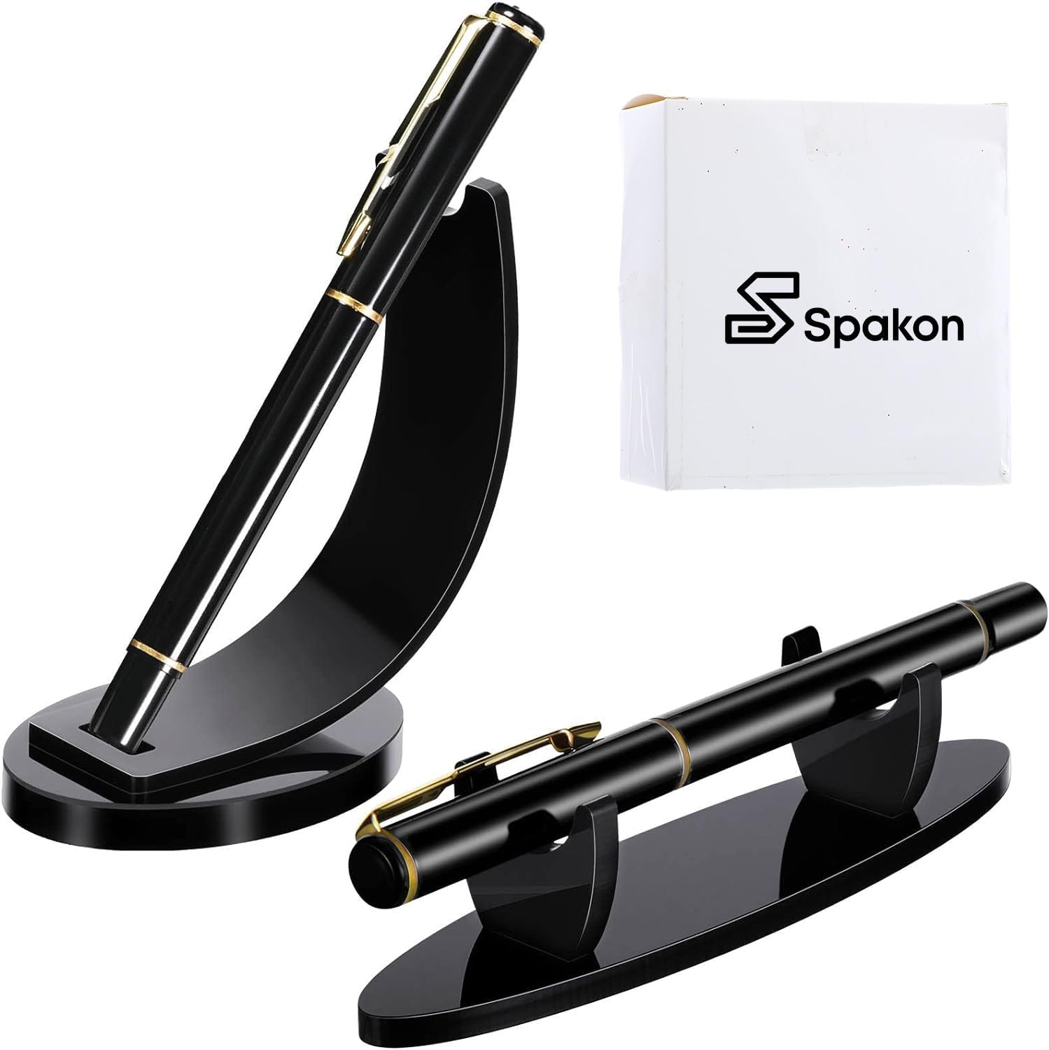Spakon 2 Pieces Acrylic Pen Holder Display Stand Pencil Display Holder Fountain Pen Ballpoint Rack Desk Pencil Wand Showcase, Paintbrush Drying Rack for Home Office(Black) 8 - northernschoolofshiatsu.co.uk