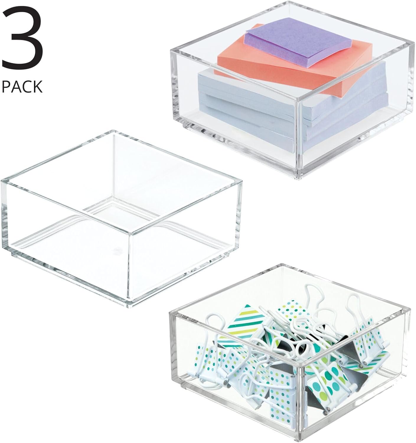 mDesign Plastic Square Desk Organizer - Create Section for Home Office Drawers, Desktop - Holds Pens, Paper Clips, Notebooks and Other Office Supply Accessory - Lumiere Collection - 3 Pack, Clear 5 61jA3n1dIdL. AC SL1500 - northernschoolofshiatsu.co.uk